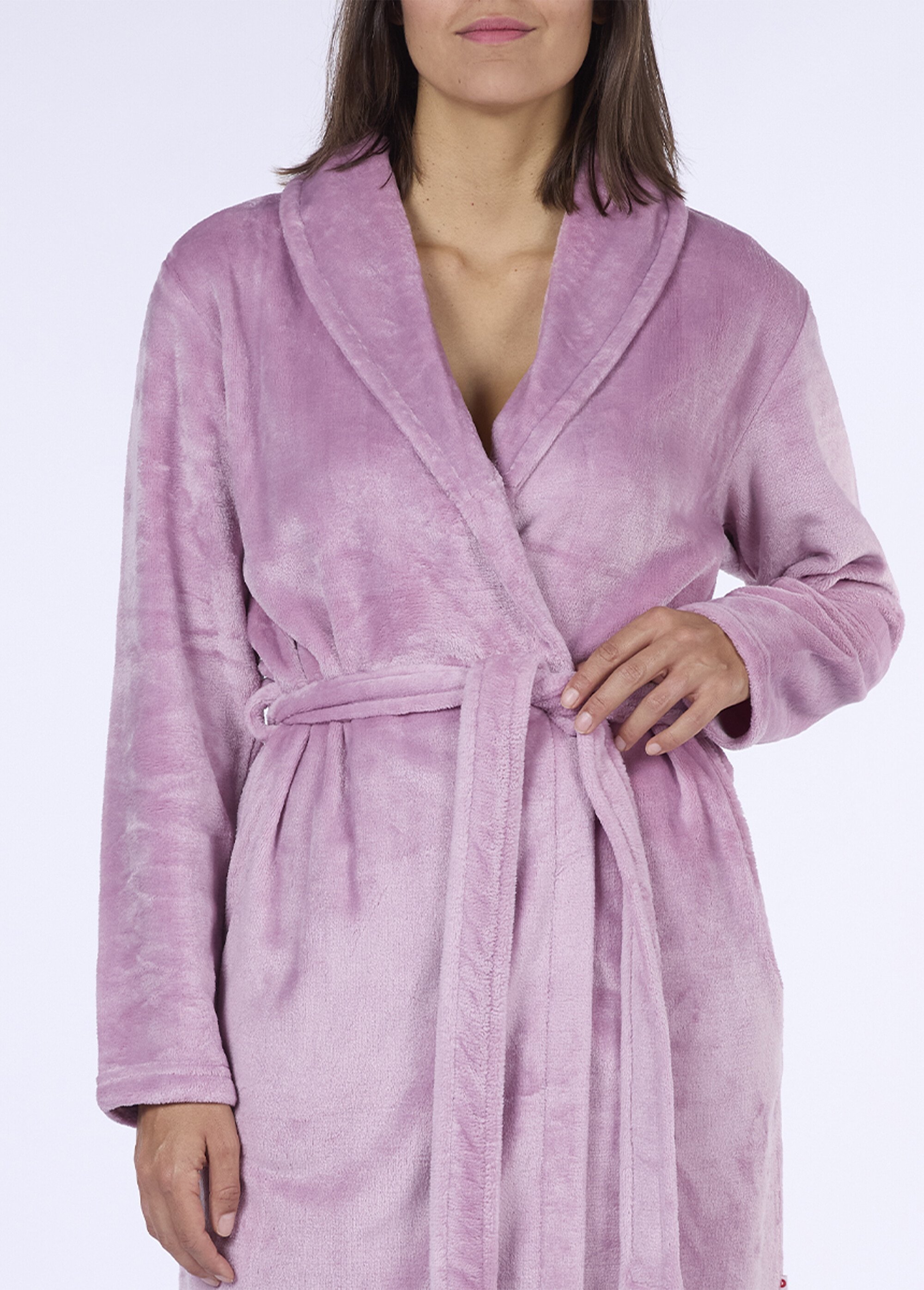 Peignoir chaud polaire velours col châle Femme Rose CTMDF.MUST.RCF2 DE1
