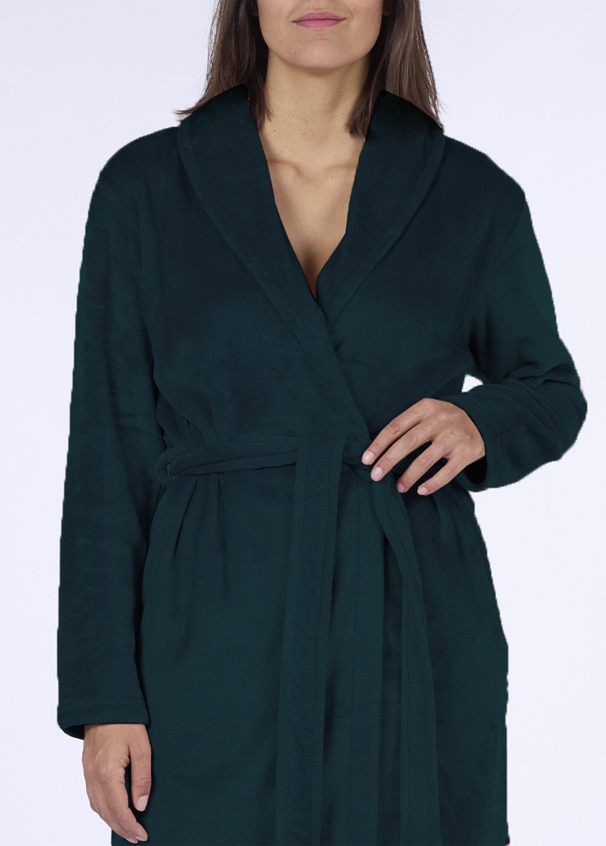 Peignoir chaud polaire velours col châle Femme Vert CTMDF.MUST.RCF2 DE1