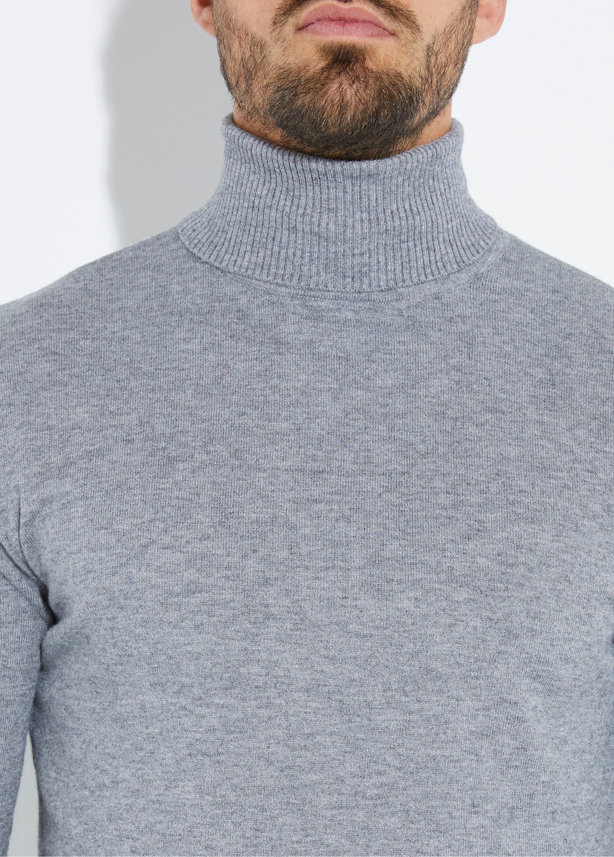 Pull col roulé en maille fine jauge