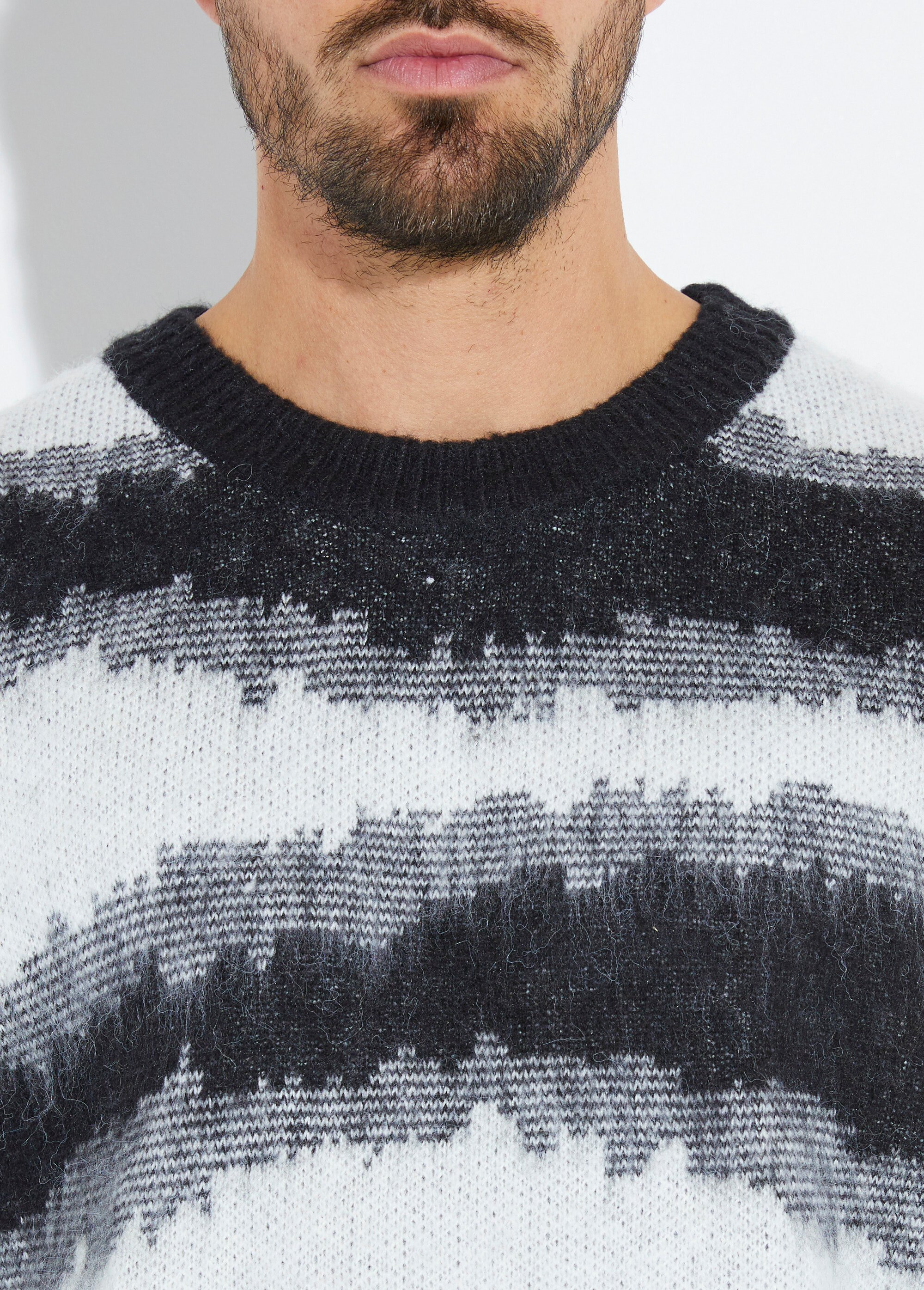 Pull épais avec laine, rayures fantaisie