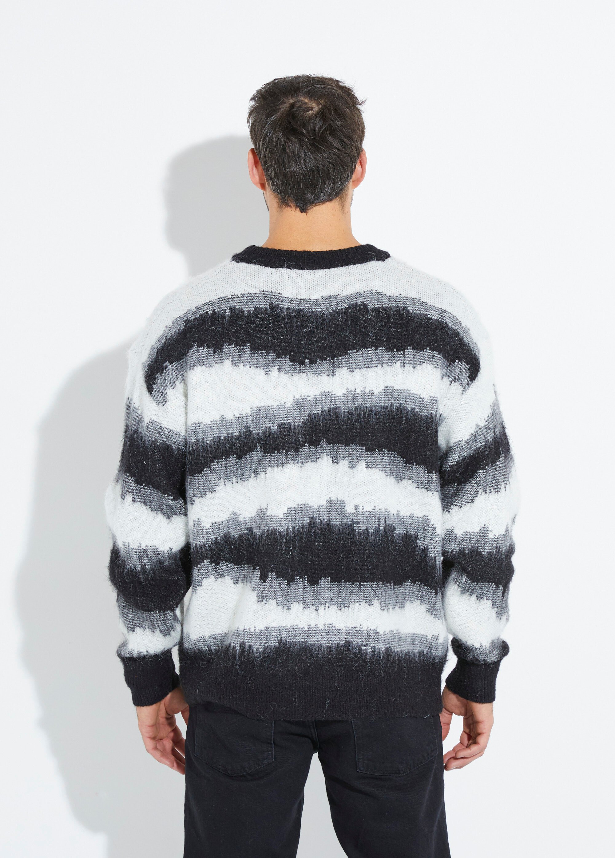 Pull épais avec laine, rayures fantaisie