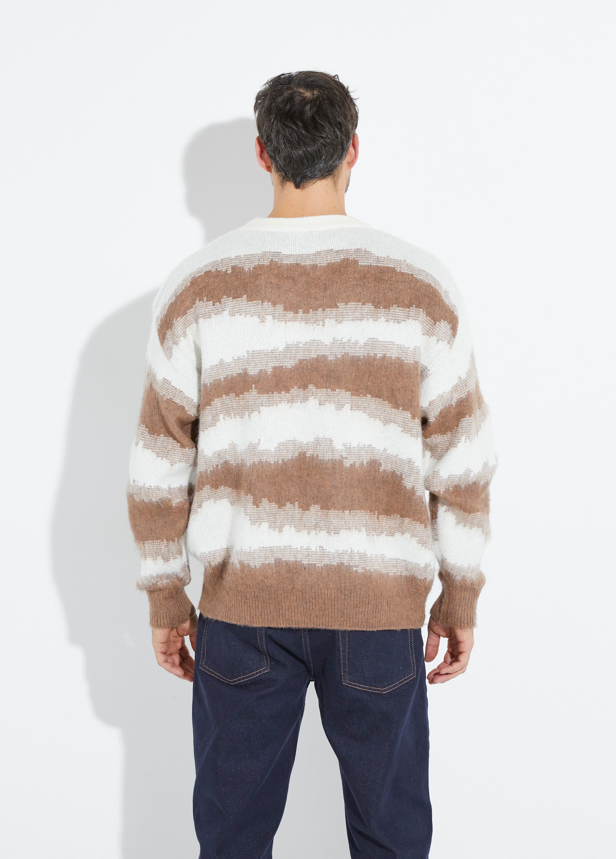 Pull épais avec laine, rayures fantaisie