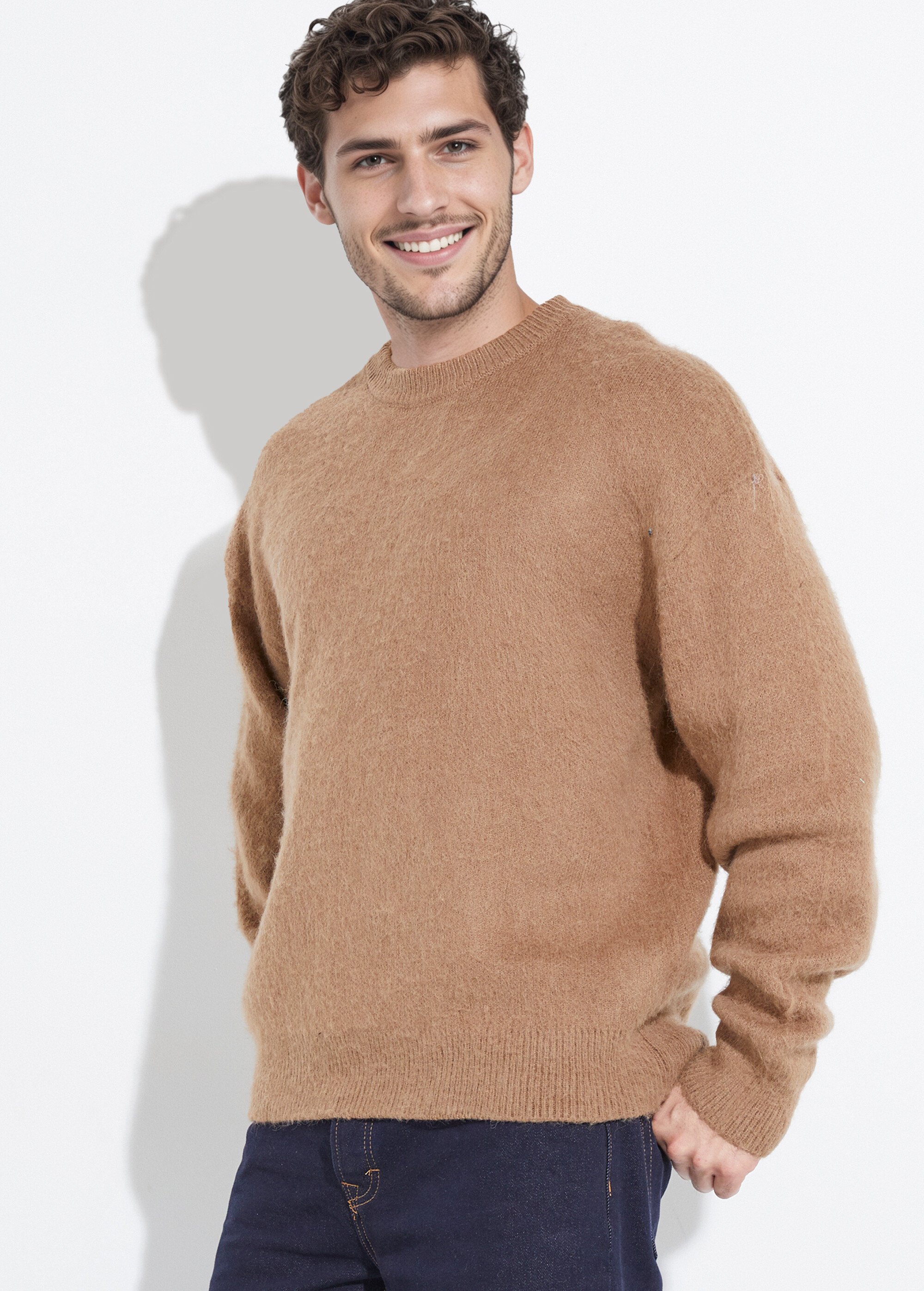 Pull épais chaud avec laine et col rond