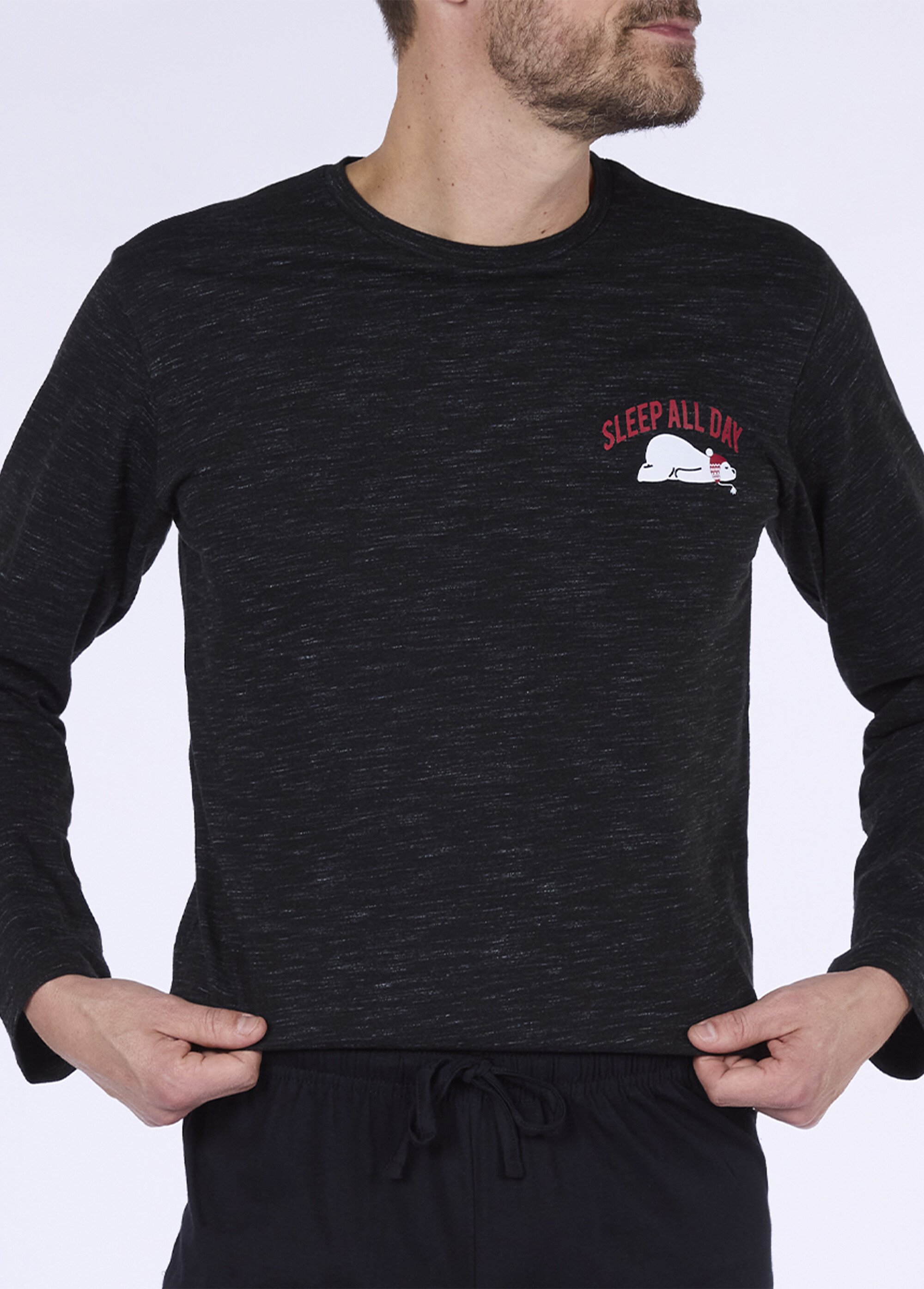 Pyjama 2 pièces manches longues chiné Homme Gris CTMAH.FROZ.PY DE1