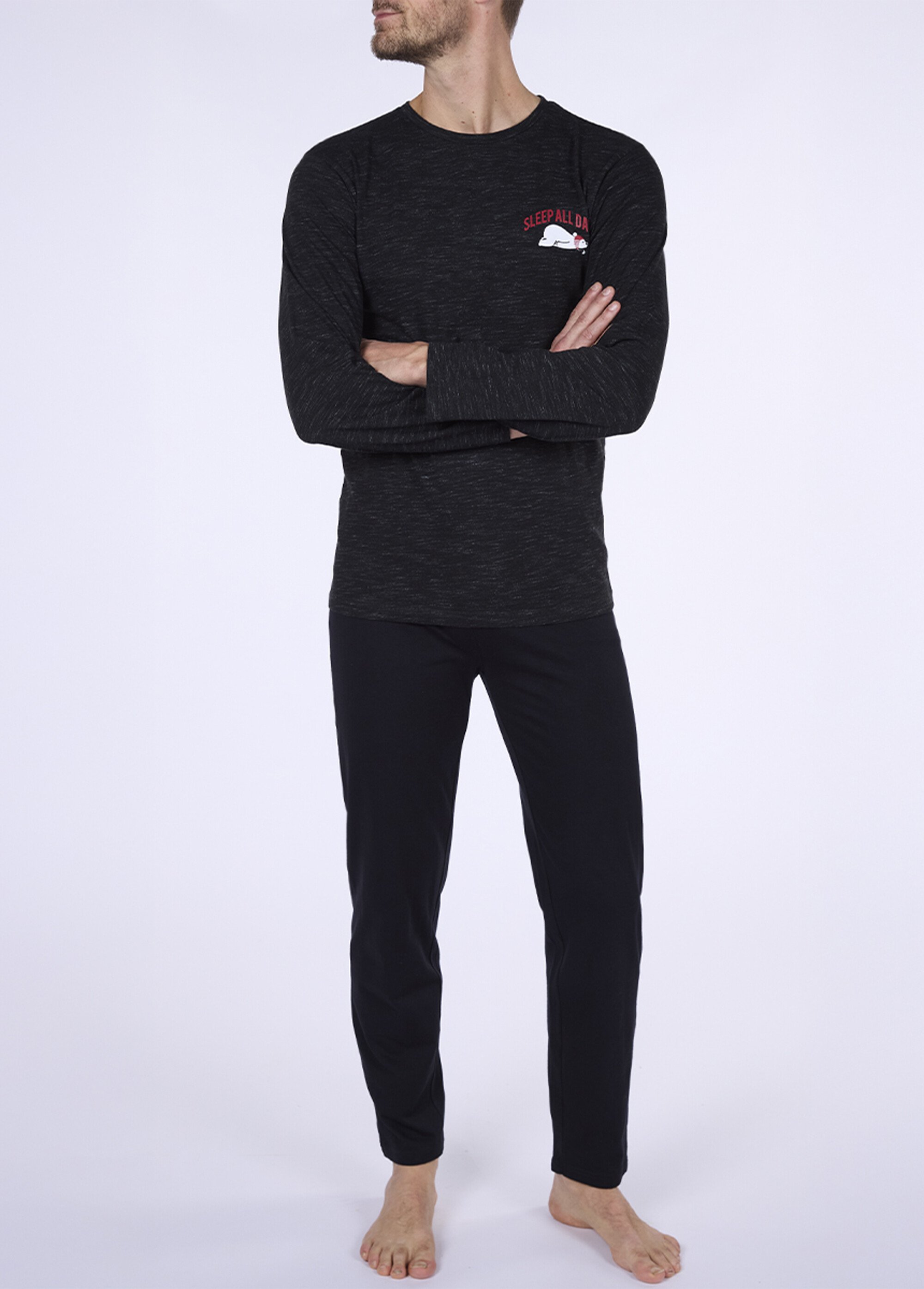 Pyjama 2 pièces manches longues chiné Homme Gris CTMAH.FROZ.PY FA1