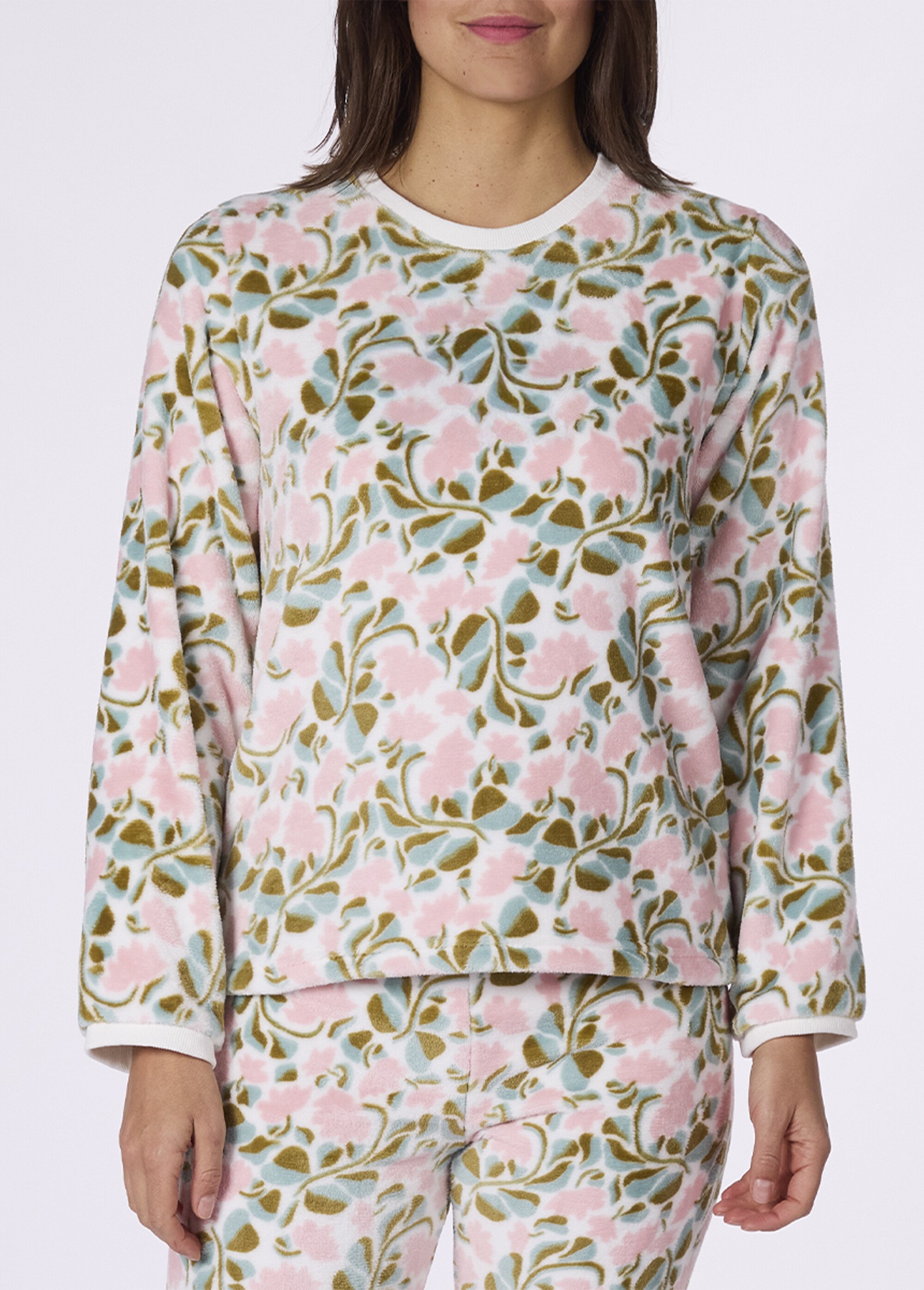 Pyjama chaud 2 pièces polaire imprimé Femme Blanc CTMDF.MORRI.PYC DE1