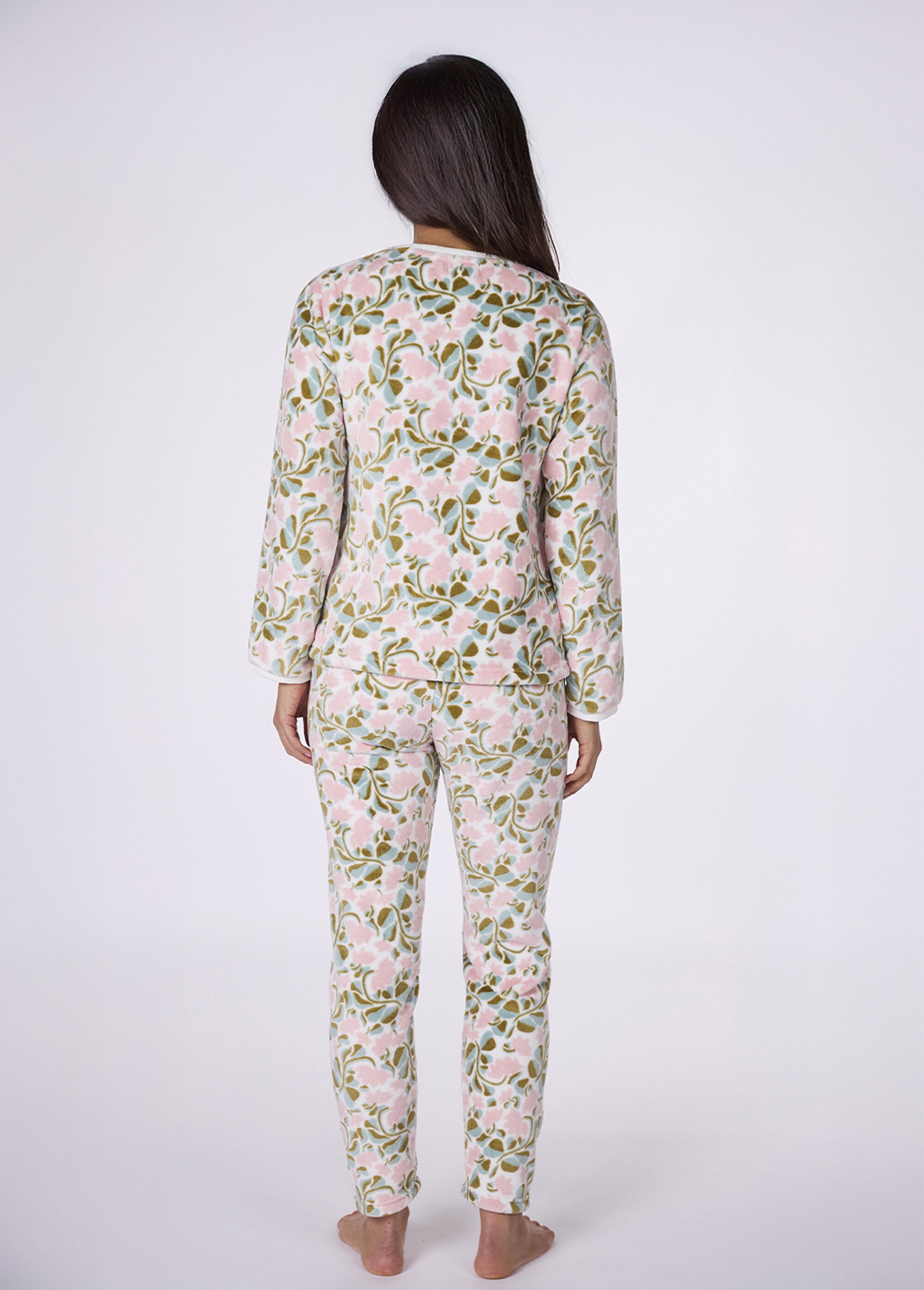 Pyjama chaud 2 pièces polaire imprimé Femme Blanc CTMDF.MORRI.PYC DO1