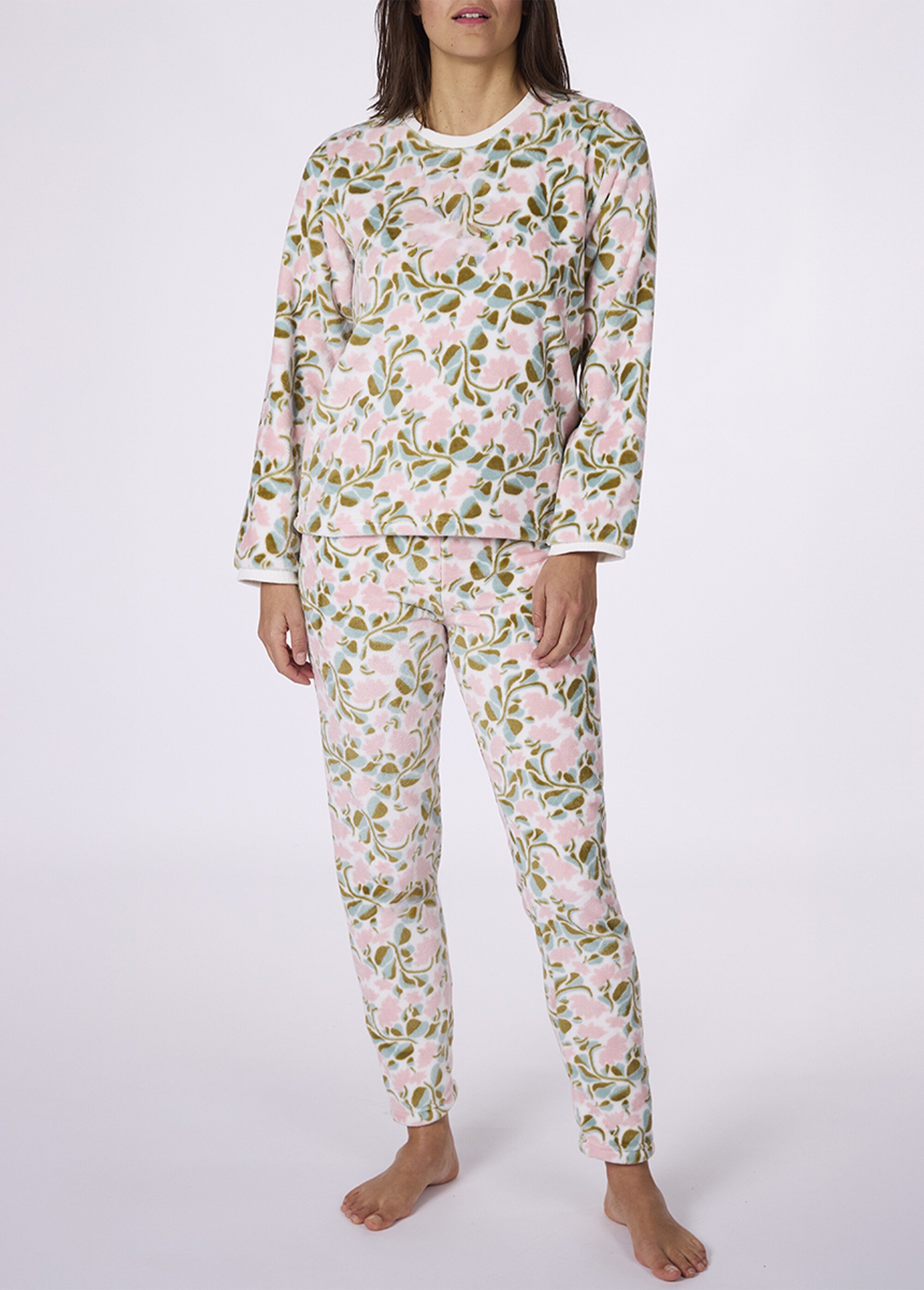 Pyjama chaud 2 pièces polaire imprimé Femme Blanc CTMDF.MORRI.PYC FA1