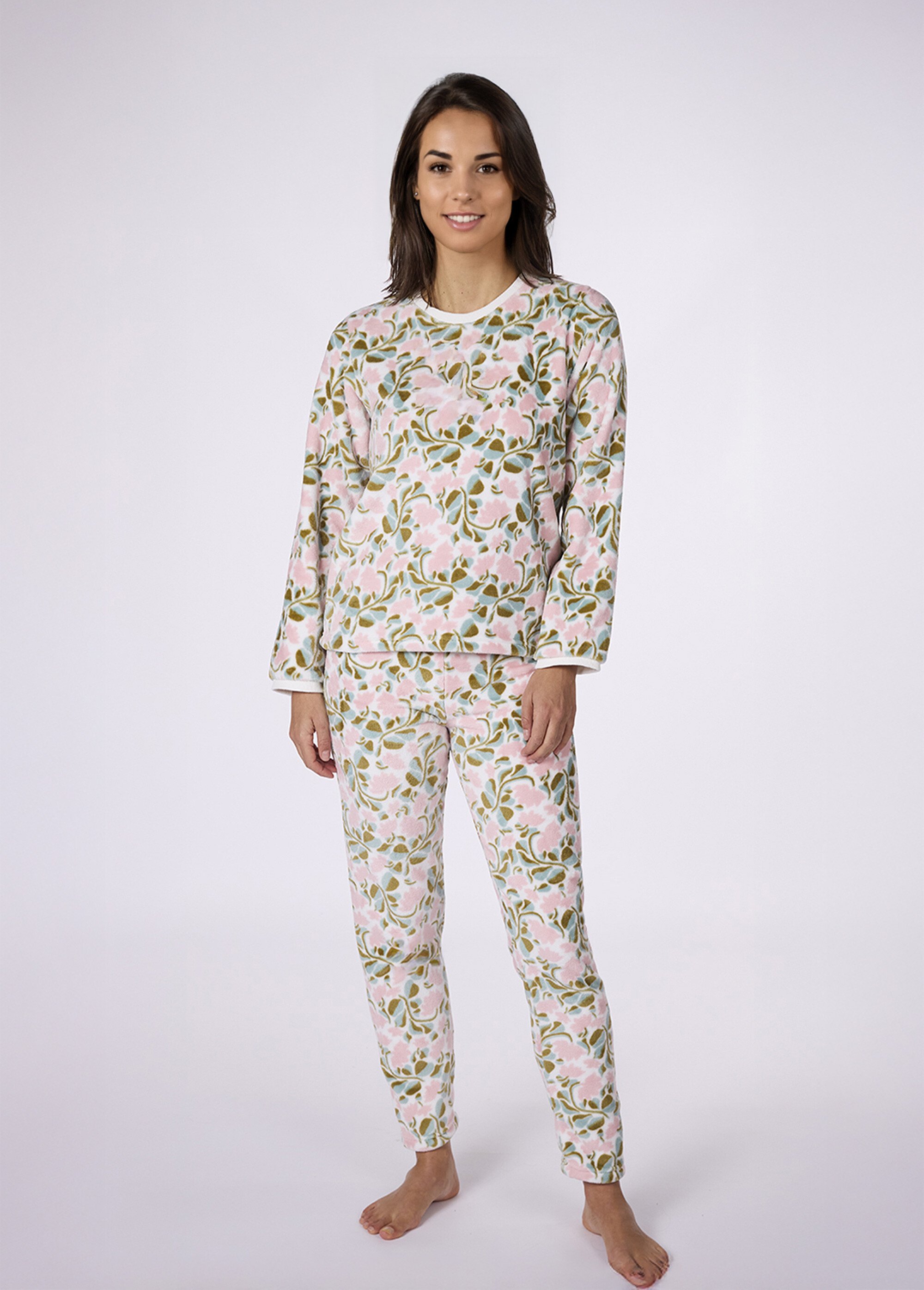 Pyjama chaud 2 pièces polaire imprimé Femme Blanc CTMDF.MORRI.PYC FA1