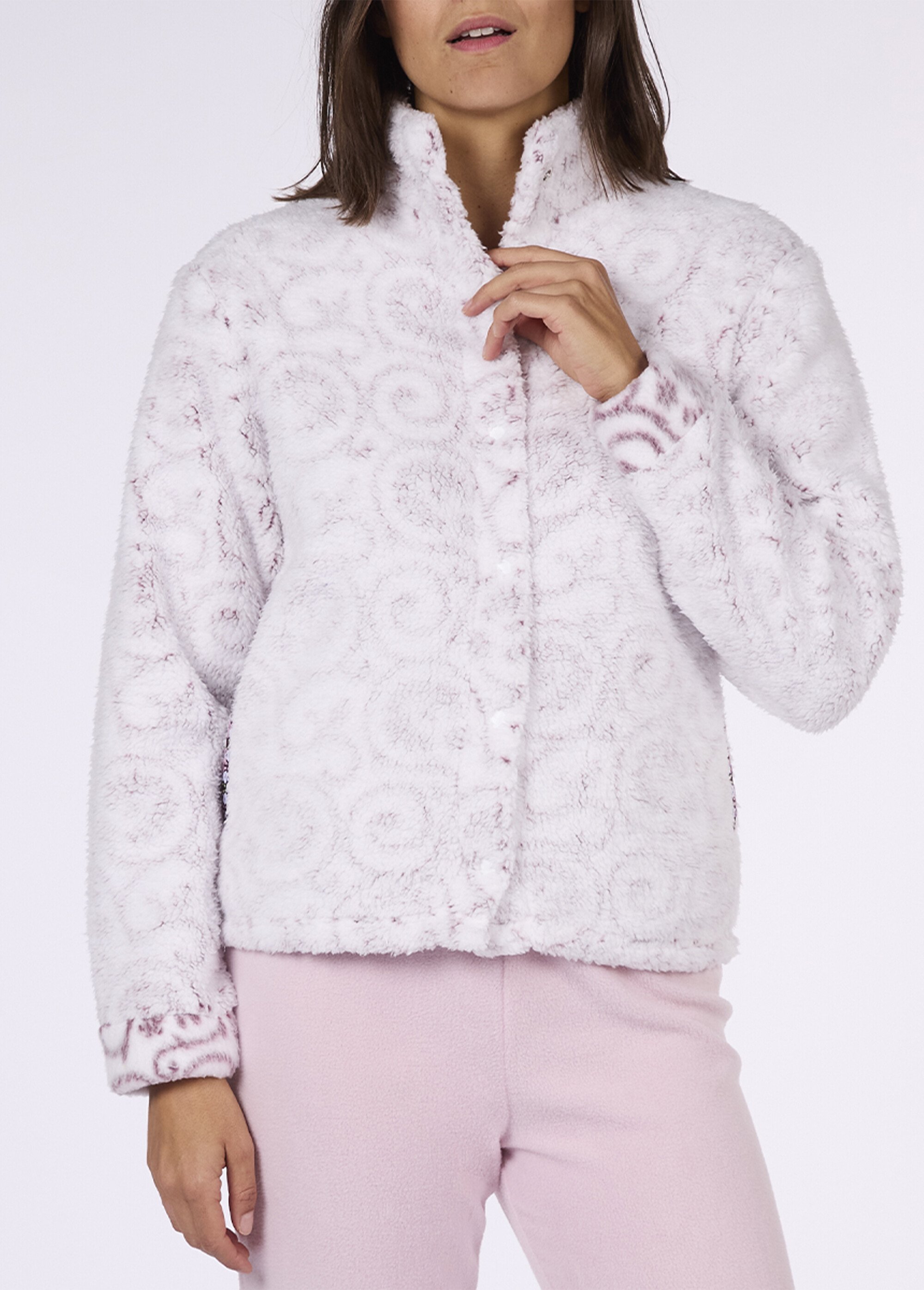 Pyjama long chaud avec veste sherpa Femme Rose CTMDF.CIRC.PYC DE1