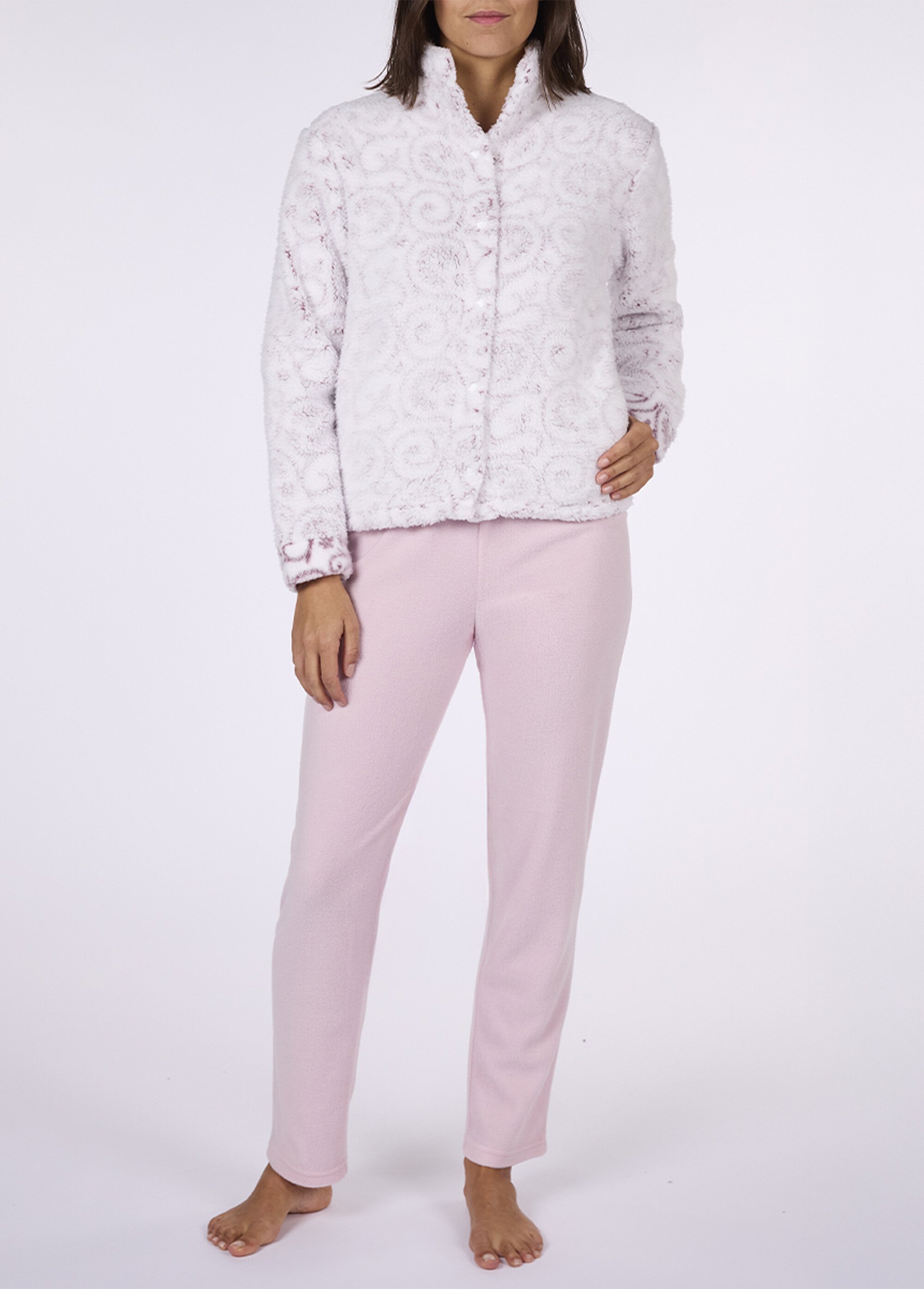 Pyjama long chaud avec veste sherpa Femme Rose CTMDF.CIRC.PYC FA1
