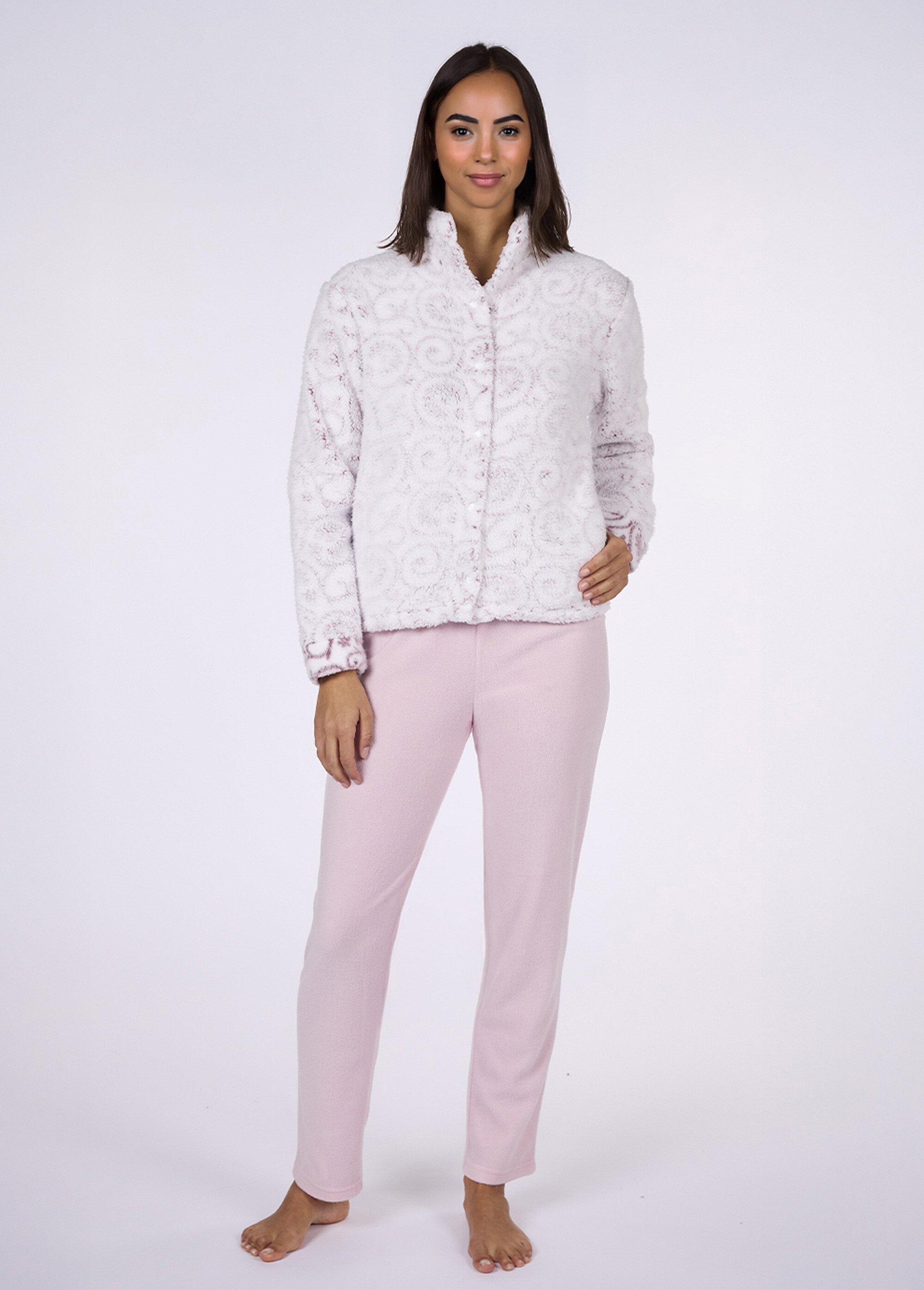 Pyjama long chaud avec veste sherpa Femme Rose CTMDF.CIRC.PYC FA1