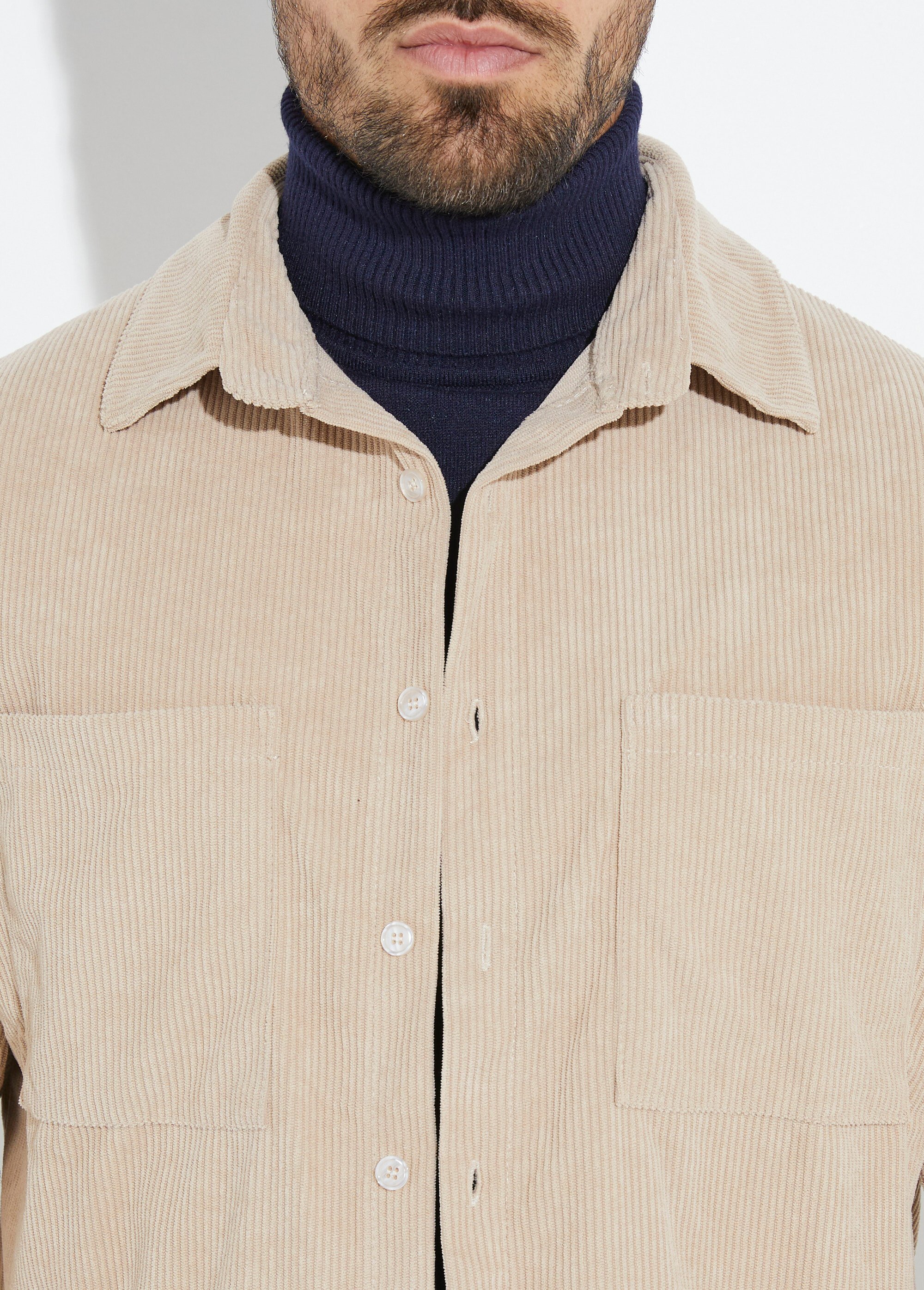 Surchemise en velours à grosses cotes Homme Beige UNIYC070 DE1