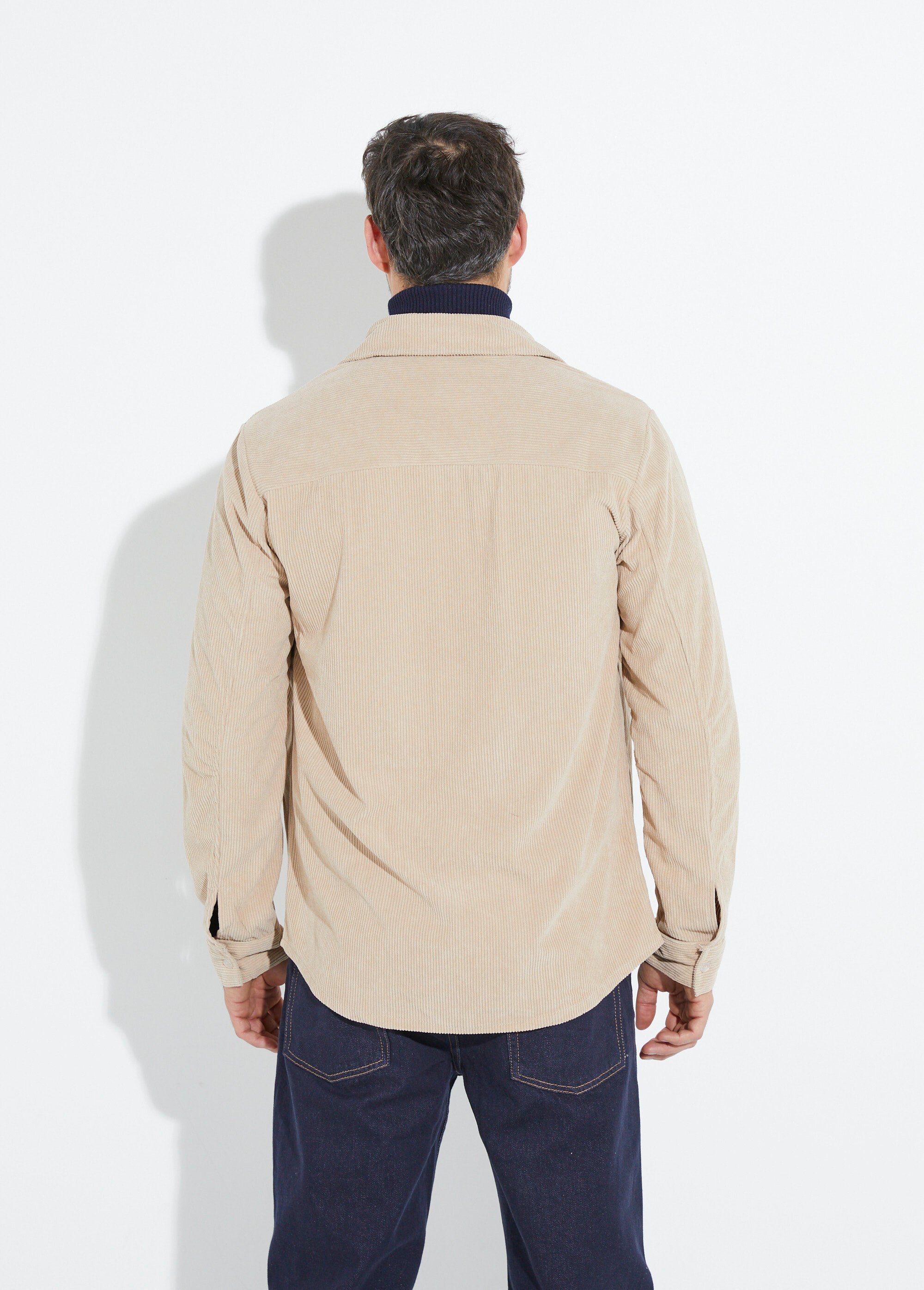 Surchemise en velours à grosses cotes Homme Beige UNIYC070 DO1