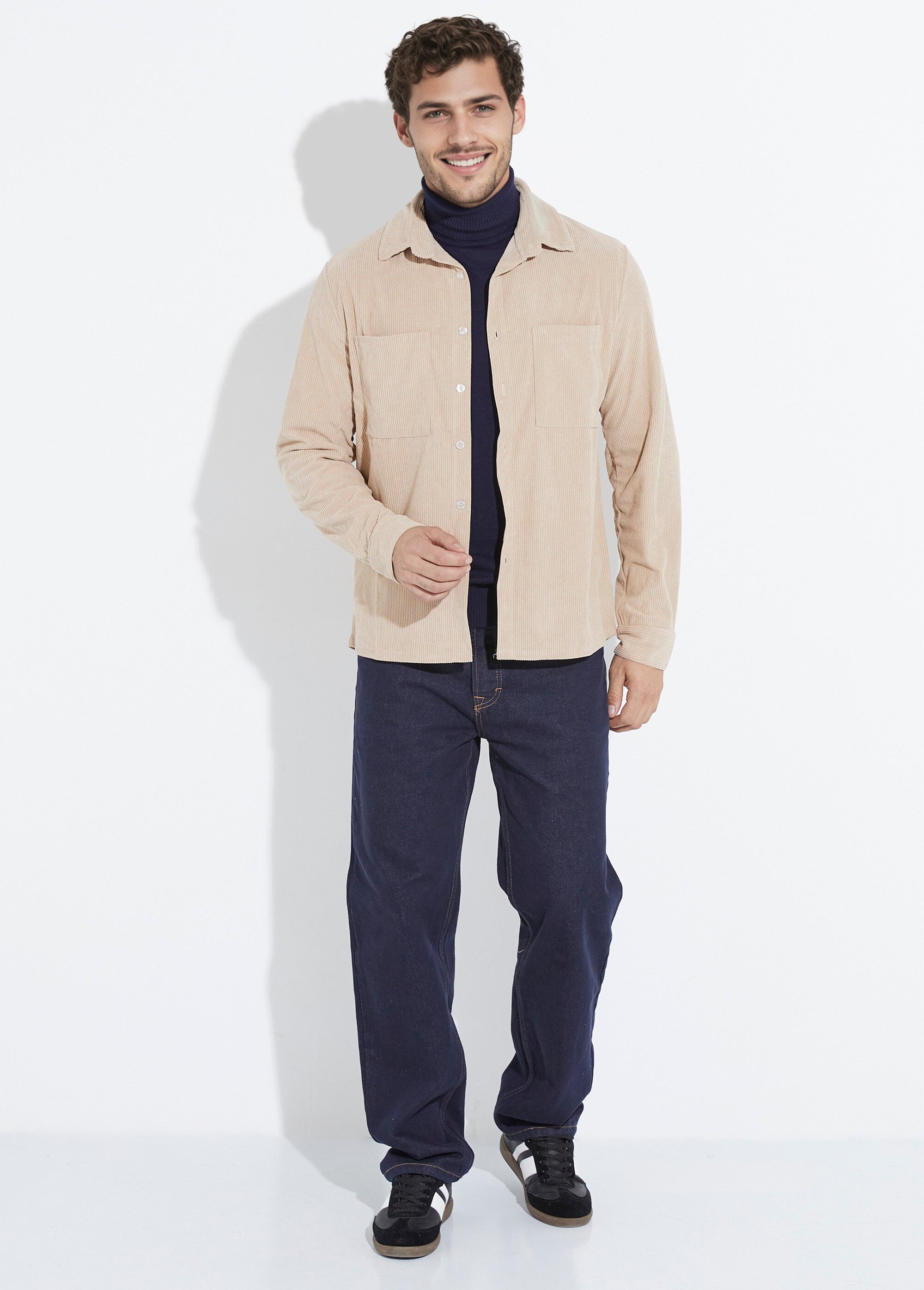 Surchemise en velours à grosses cotes Homme Beige UNIYC070 SF1