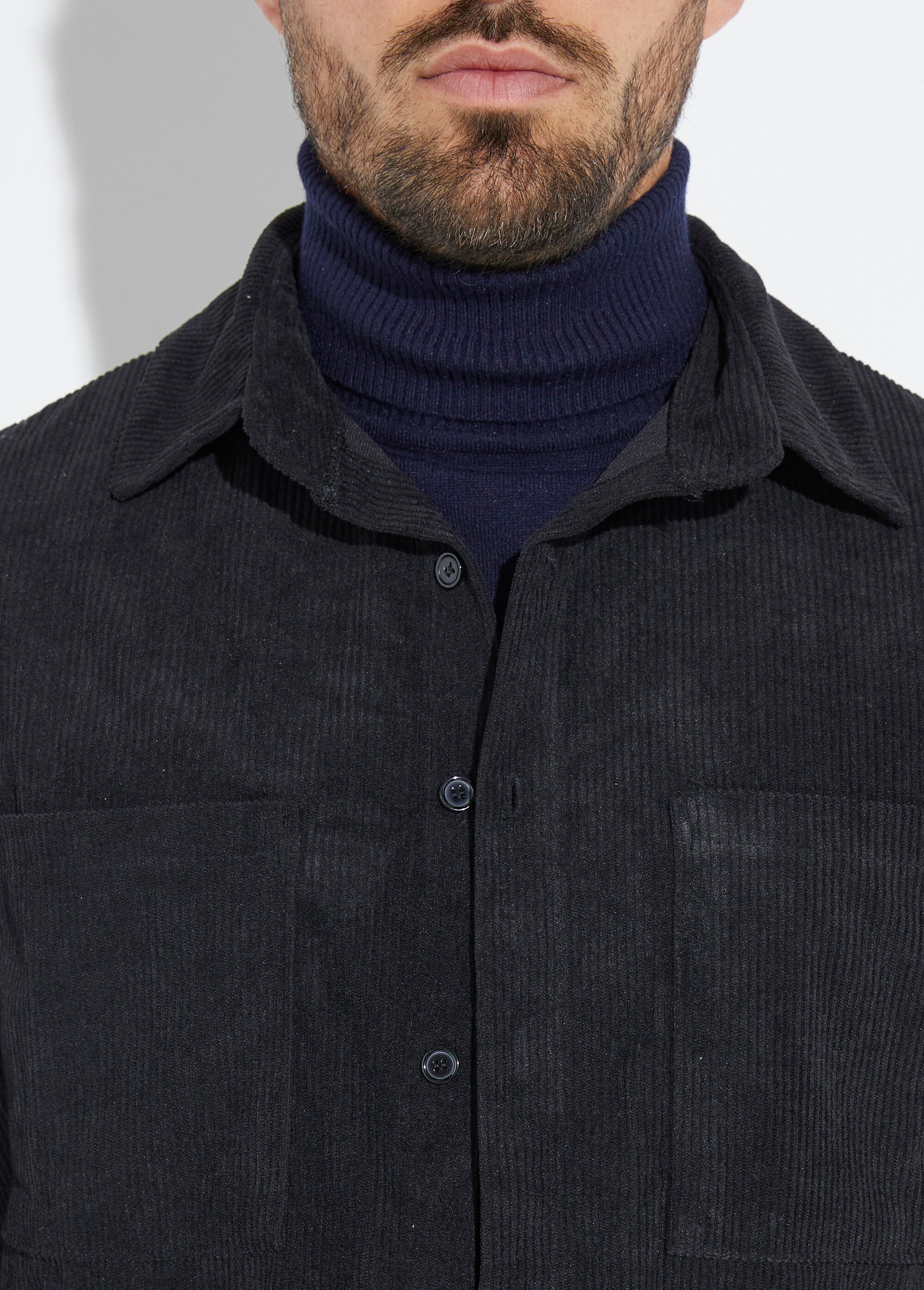 Surchemise en velours à grosses cotes Homme Noir UNIYC070 DE1