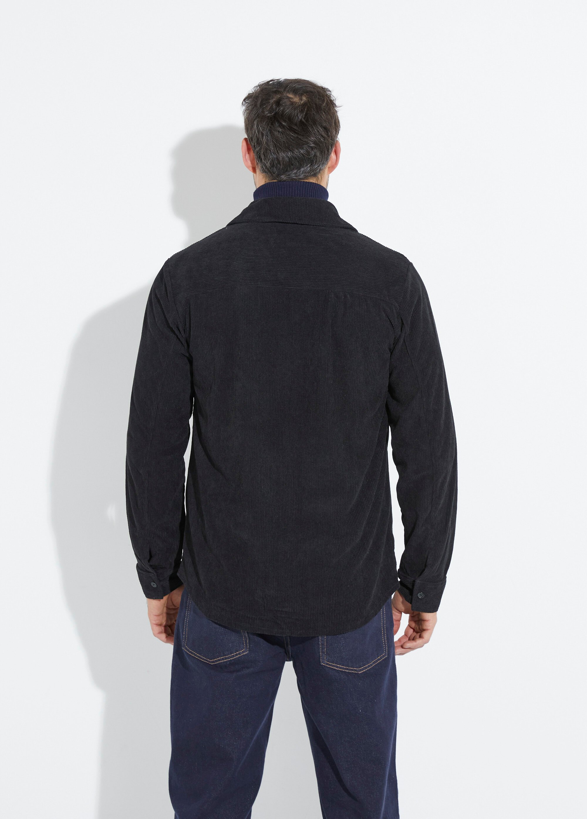 Surchemise en velours à grosses cotes Homme Noir UNIYC070 DO1