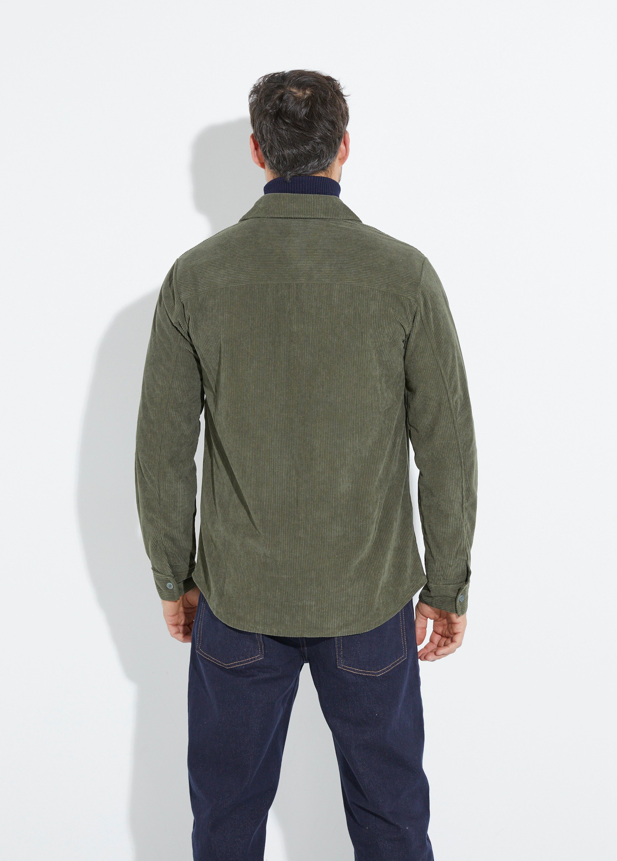 Surchemise en velours à grosses cotes Homme Vert UNIYC070 DO1