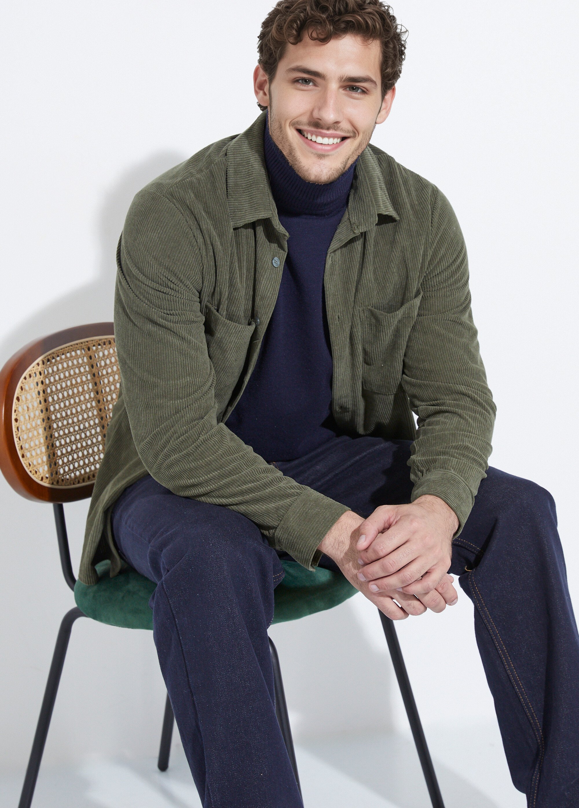 Surchemise en velours à grosses cotes