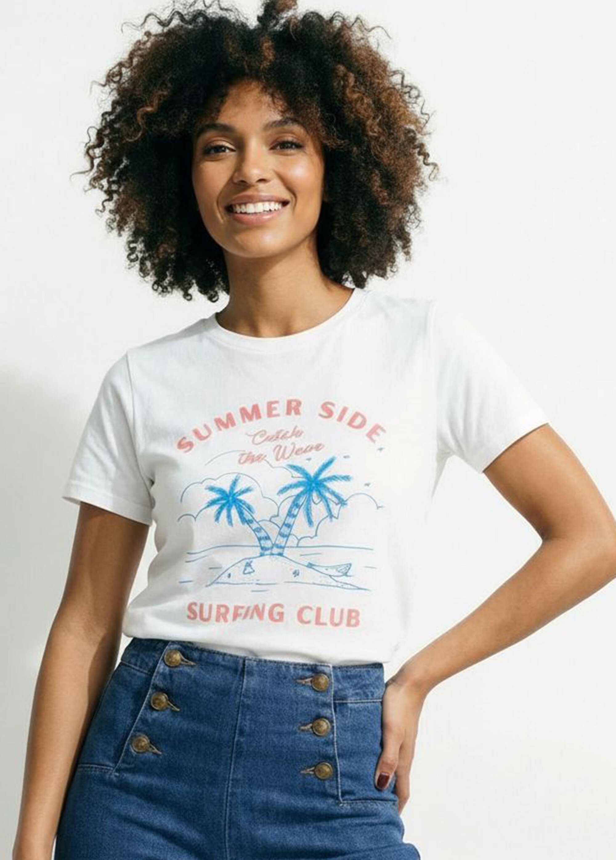 T-shirt blanc, sérigraphie Surfing Club