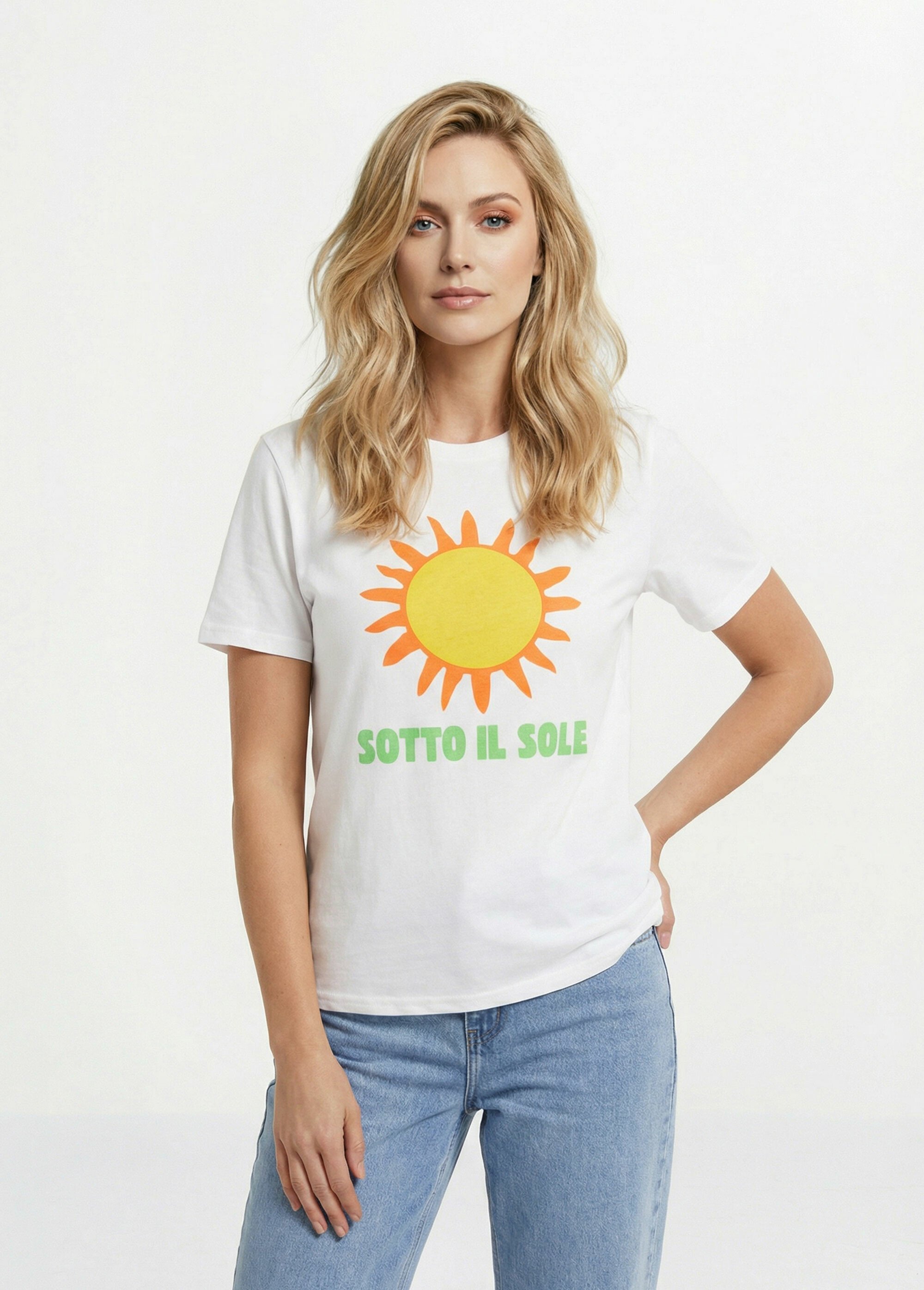 T-shirt coton avec message Sotto il Sole Femme Blanc IA-M1299 FA1
