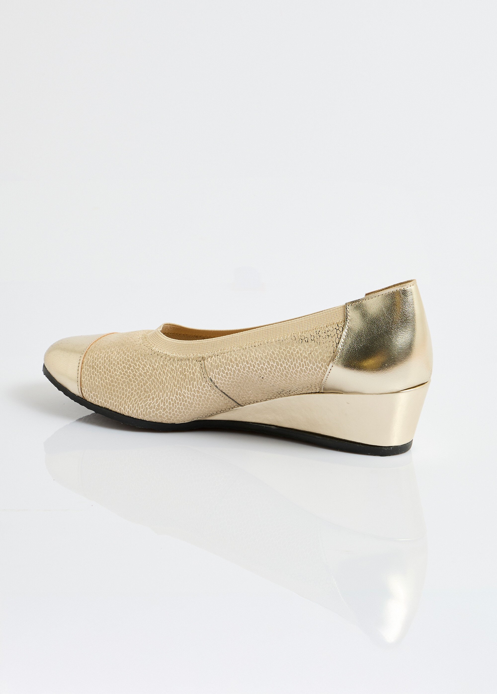 Ballerines compensées cuir bi-matière