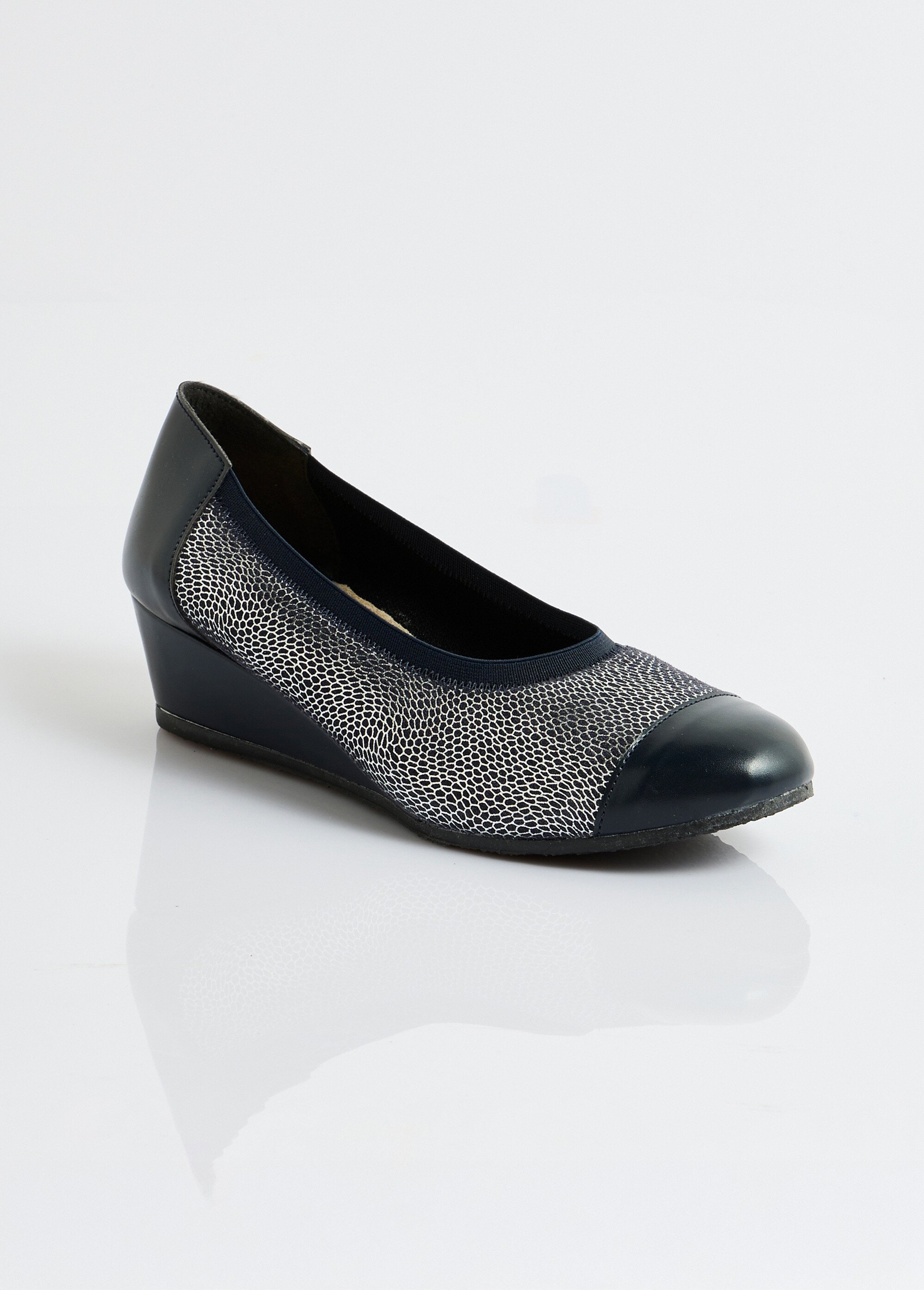 Ballerines compensées cuir bi-matière Femme Bleu OISIF FA1