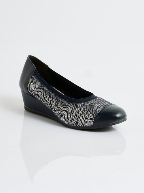 Ballerines compensées cuir bi-matière Femme Bleu OISIF FA1