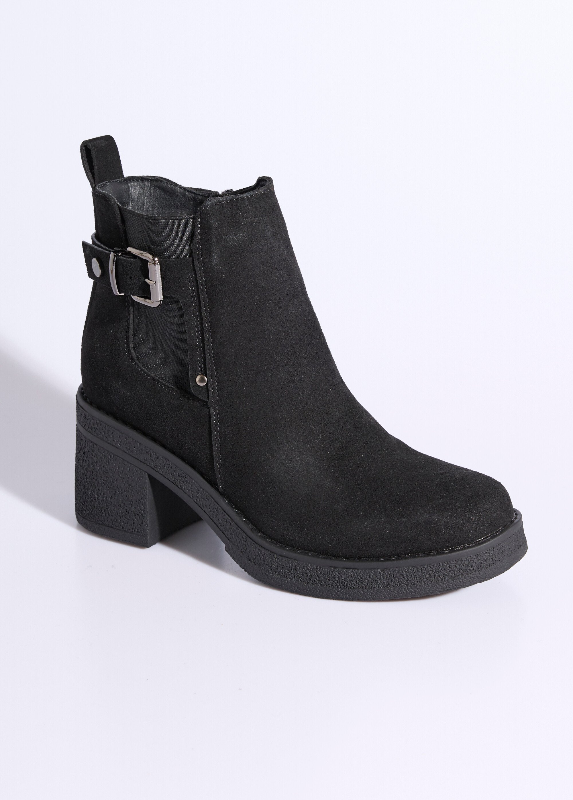 Boots à talons hauts et semelle crêpe Femme Noir JPTDF-5337 FA1