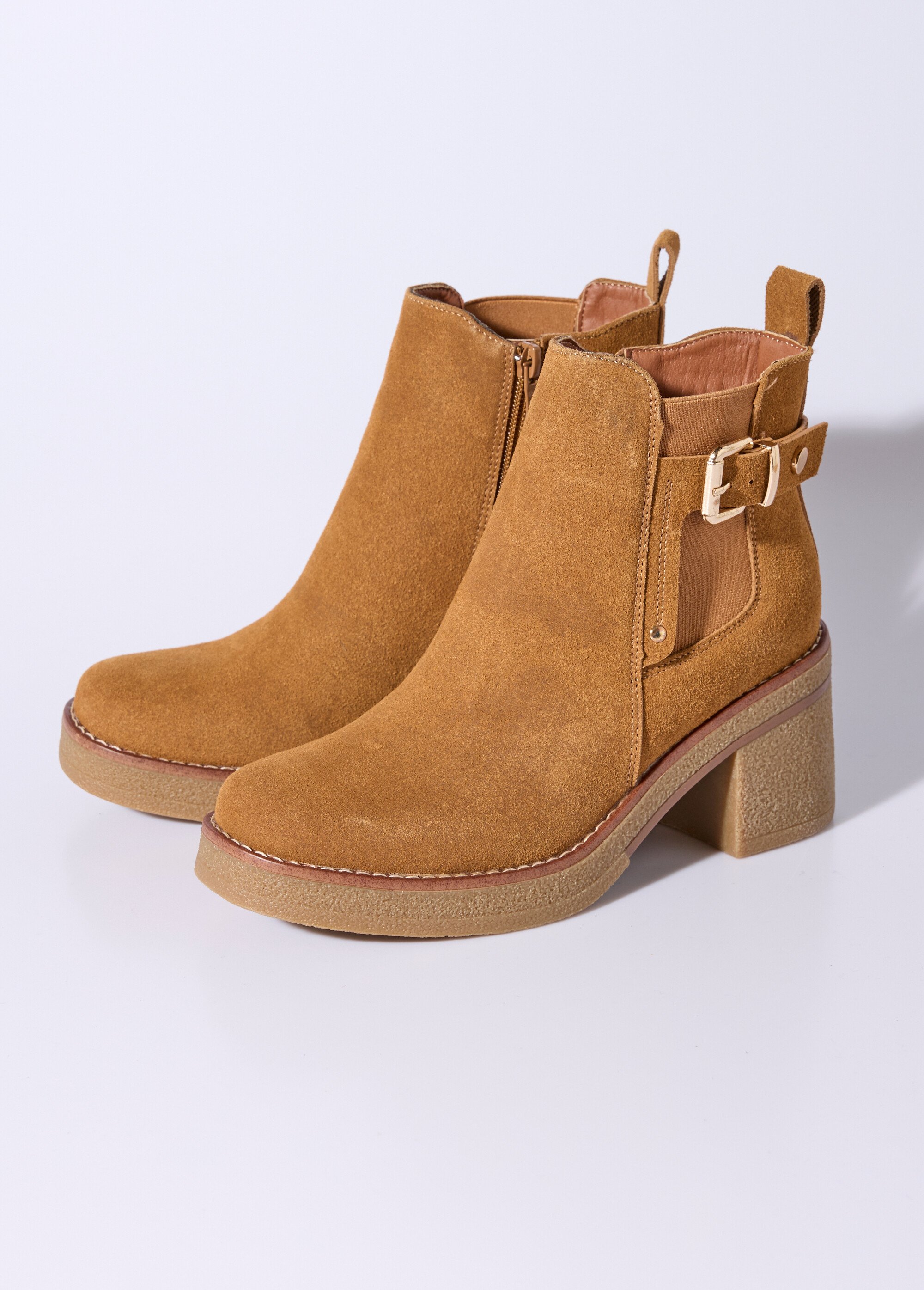 Boots à talons hauts et semelle crêpe Femme Marron JPTDF-5337 DE1
