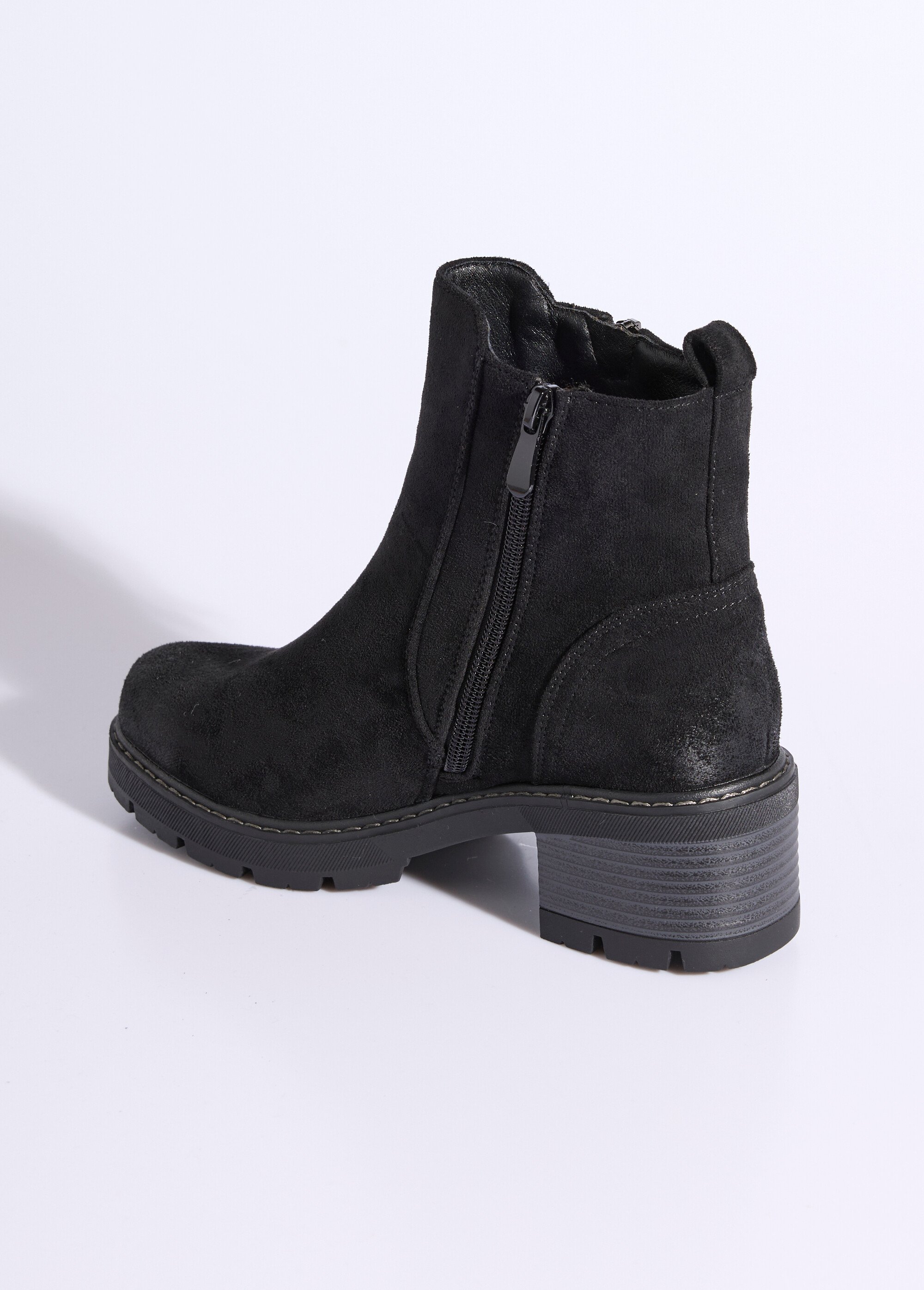 Boots zippées à talon, bout effet used Femme Noir JPTDF-5332 DO1