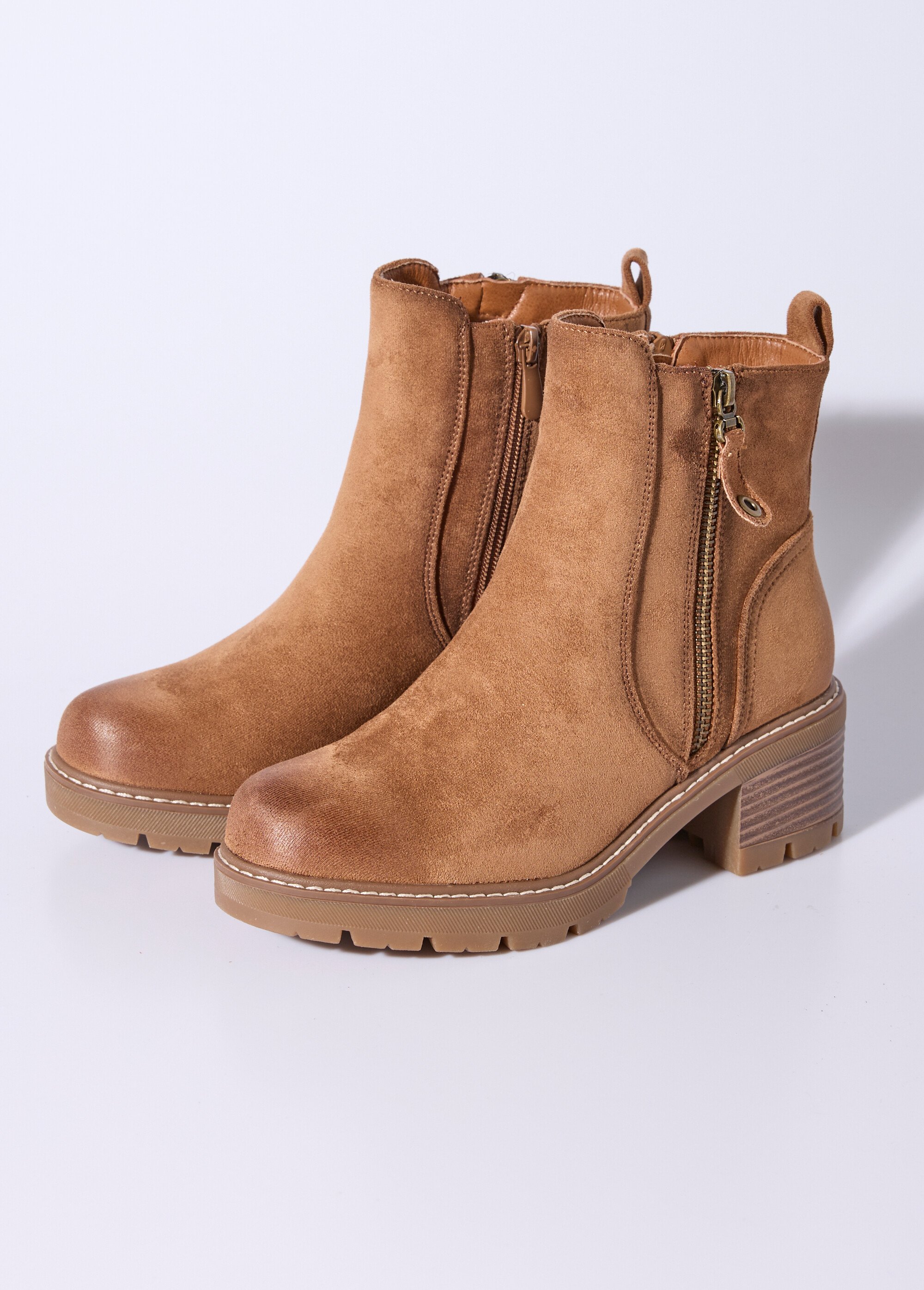 Boots zippées à talon, bout effet used Femme Marron JPTDF-5332 DE1