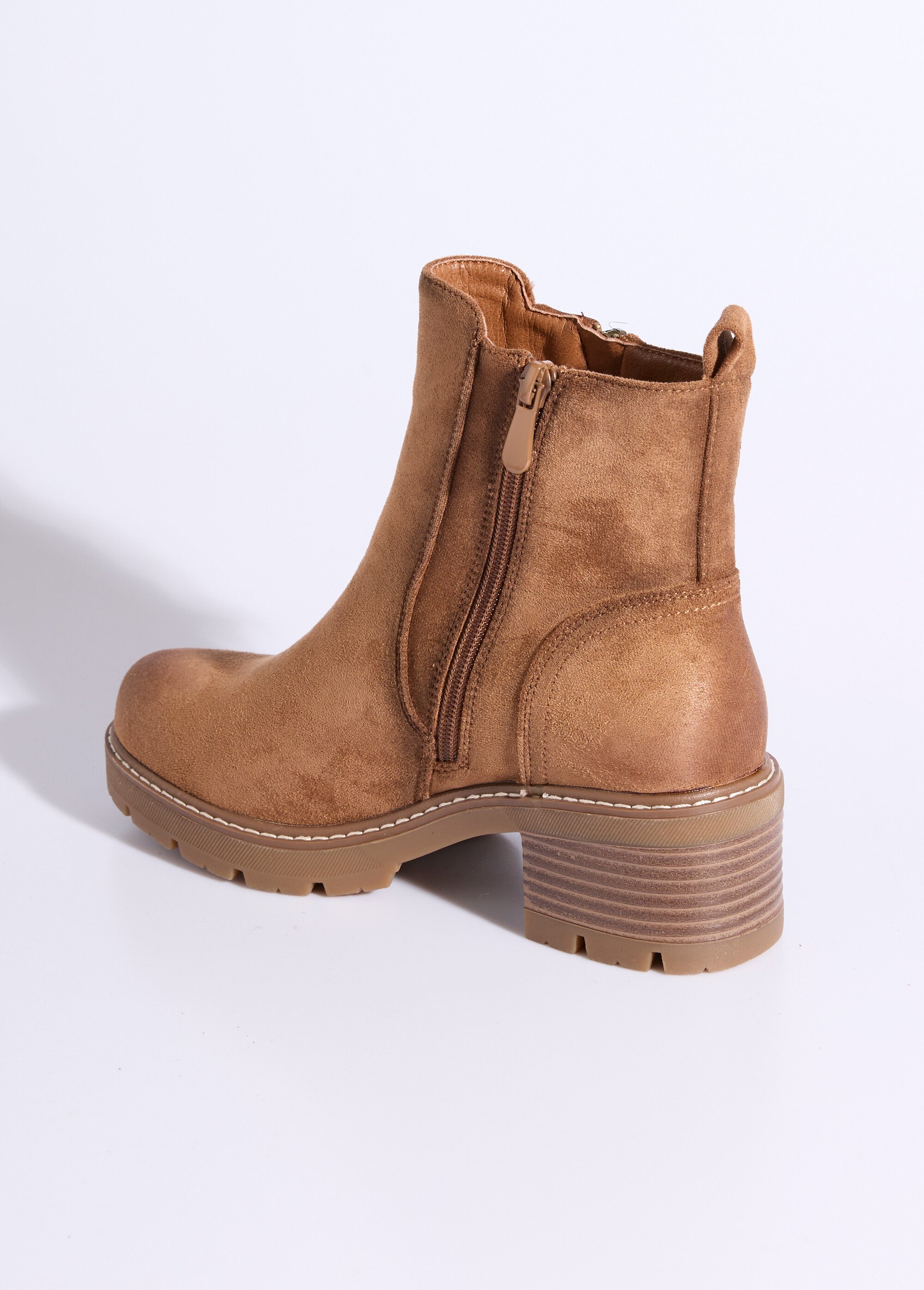 Boots zippées à talon, bout effet used Femme Marron JPTDF-5332 DO1