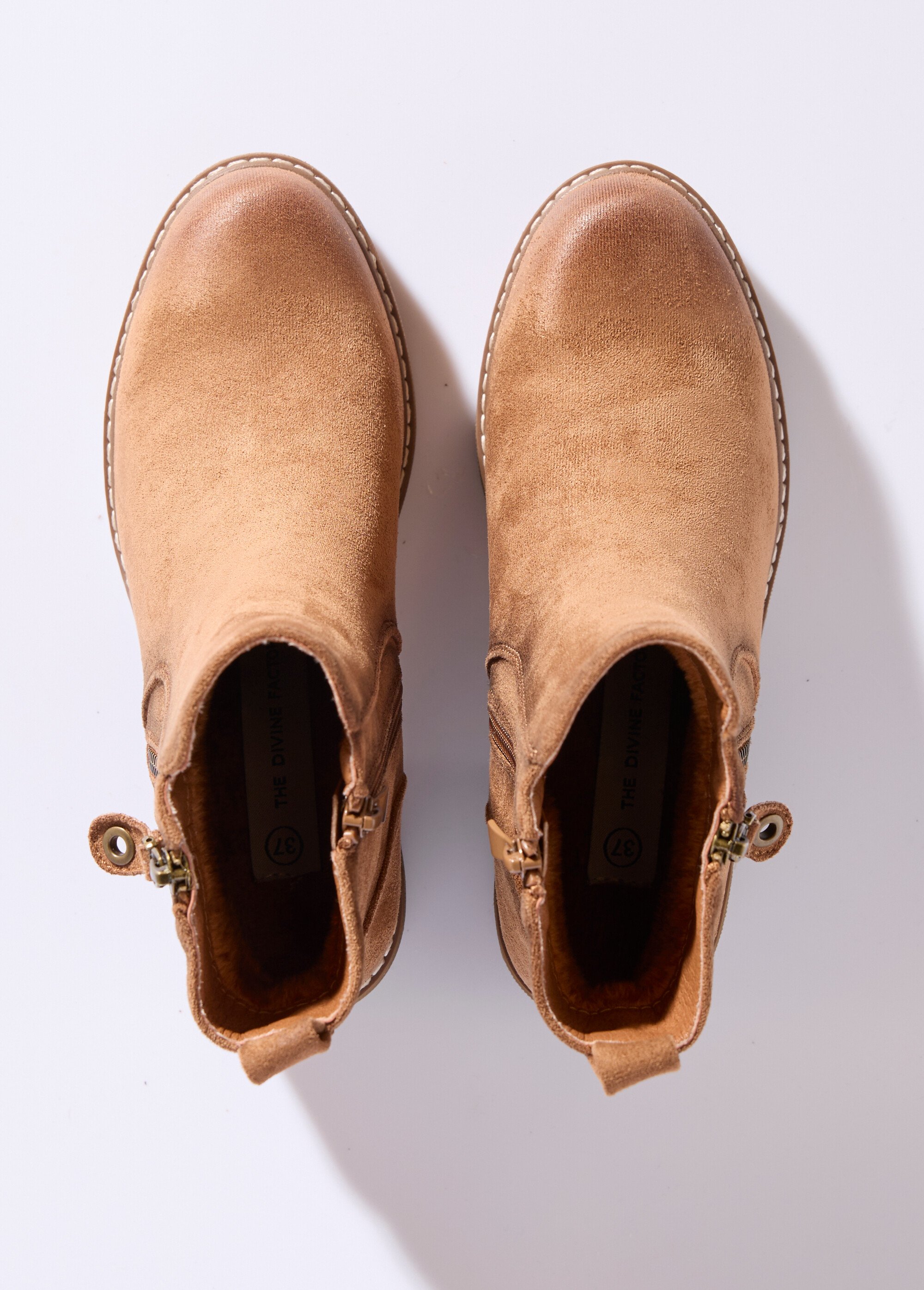 Boots zippées à talon, bout effet used Femme Marron JPTDF-5332 OV1