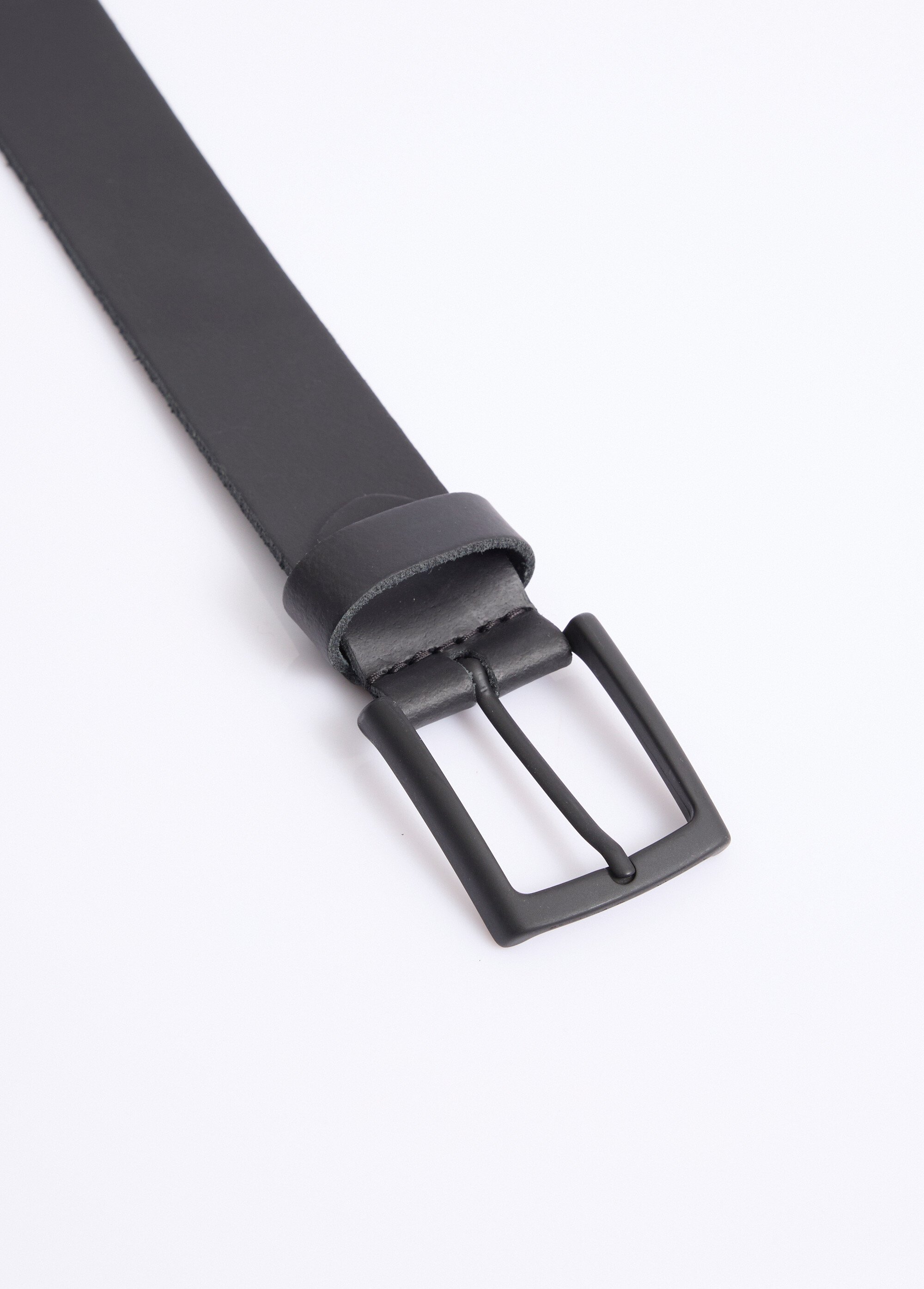 Ceinture monochrome cuir à bords francs Homme Noir NES224001 DE2