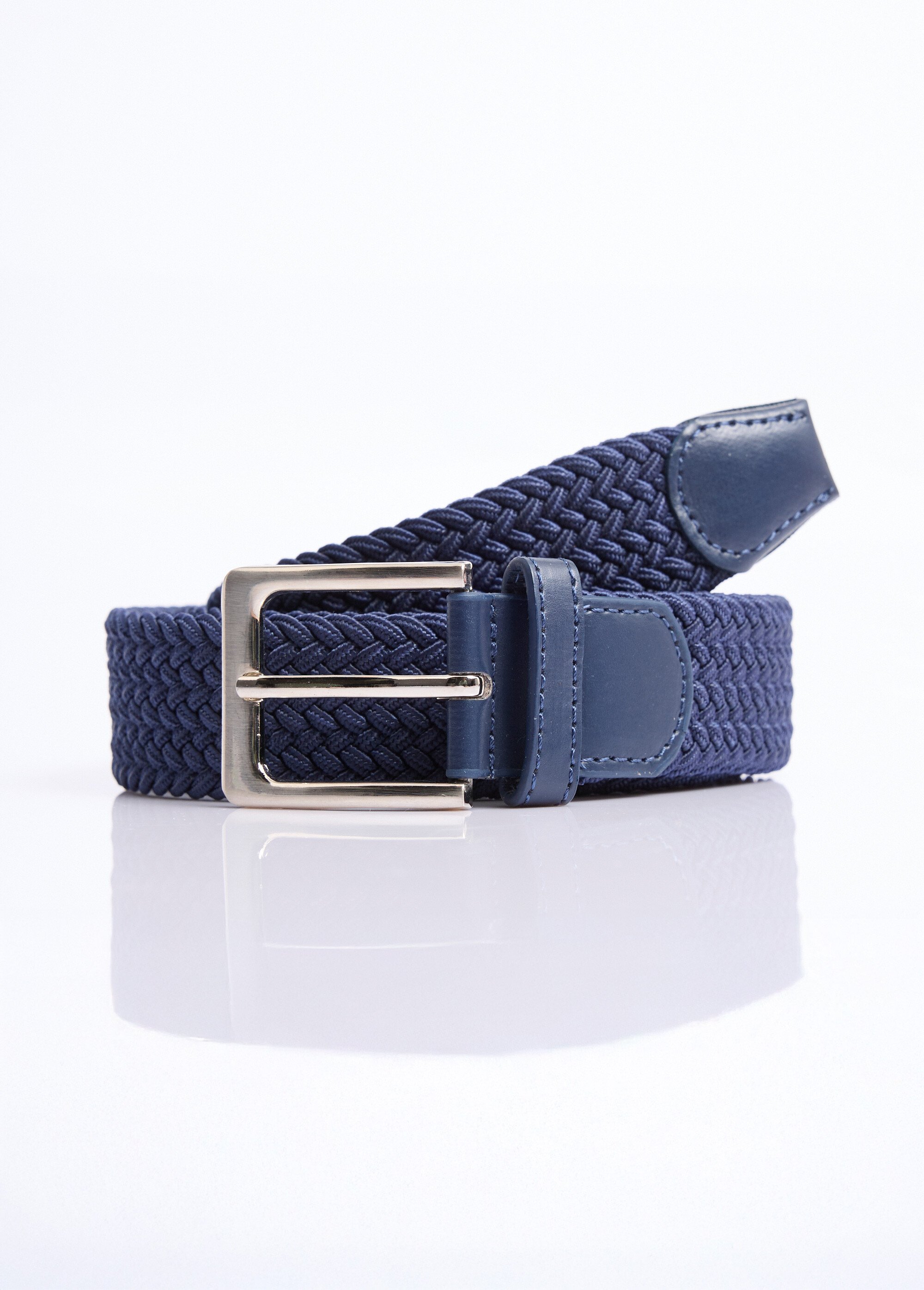 Ceinture tressée extensible taille unique Homme Bleu NES180MBLT2401 FA1