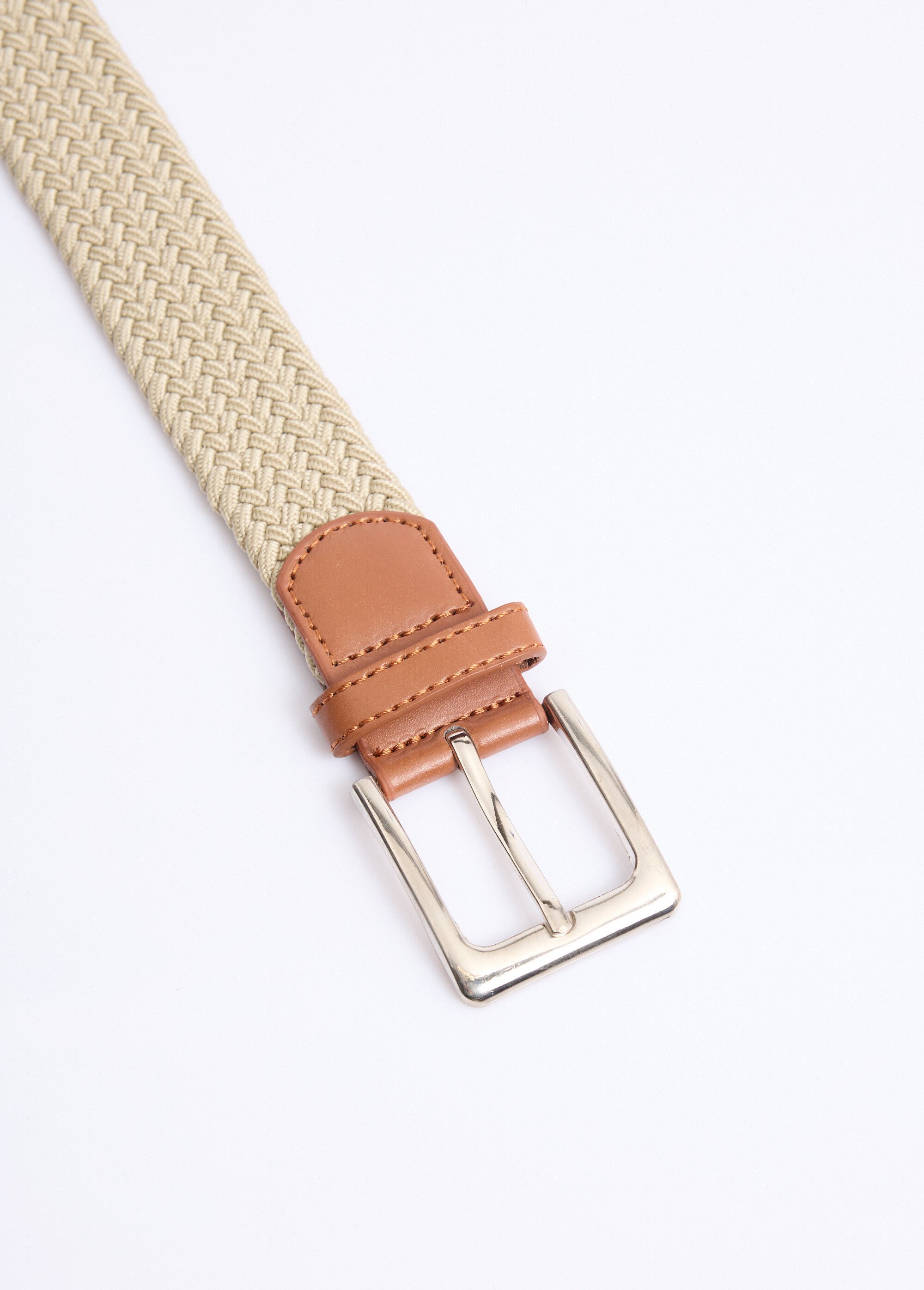 Ceinture tressée extensible taille unique Homme Beige NES180MBLT2401 DE1