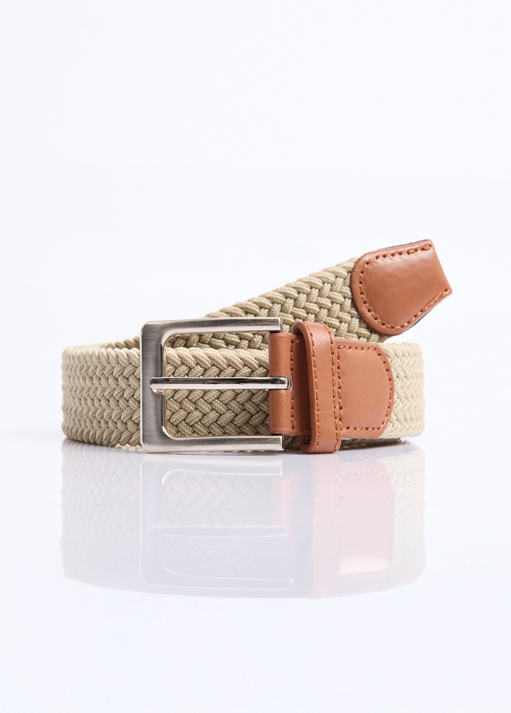 Ceinture tressée extensible taille unique Homme Beige NES180MBLT2401 FA1