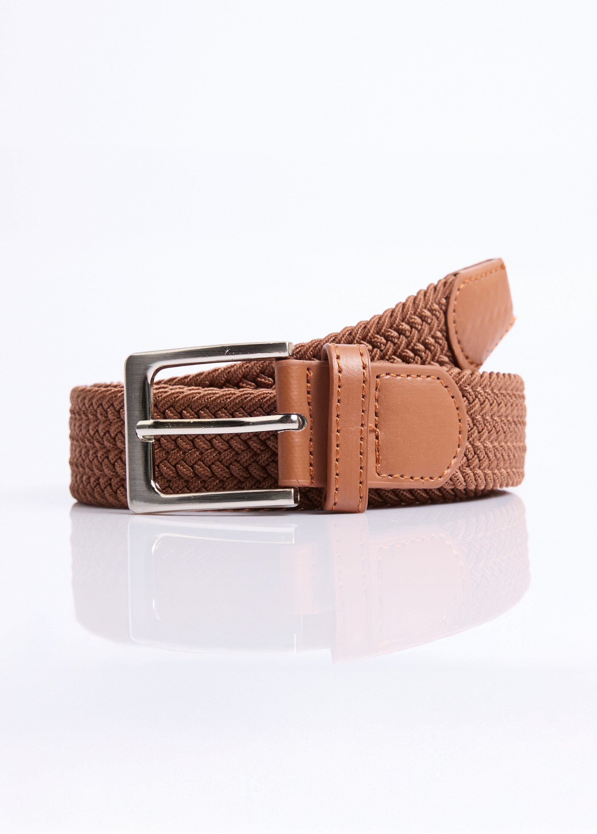 Ceinture tressée extensible taille unique Homme Marron NES180MBLT2401 FA1