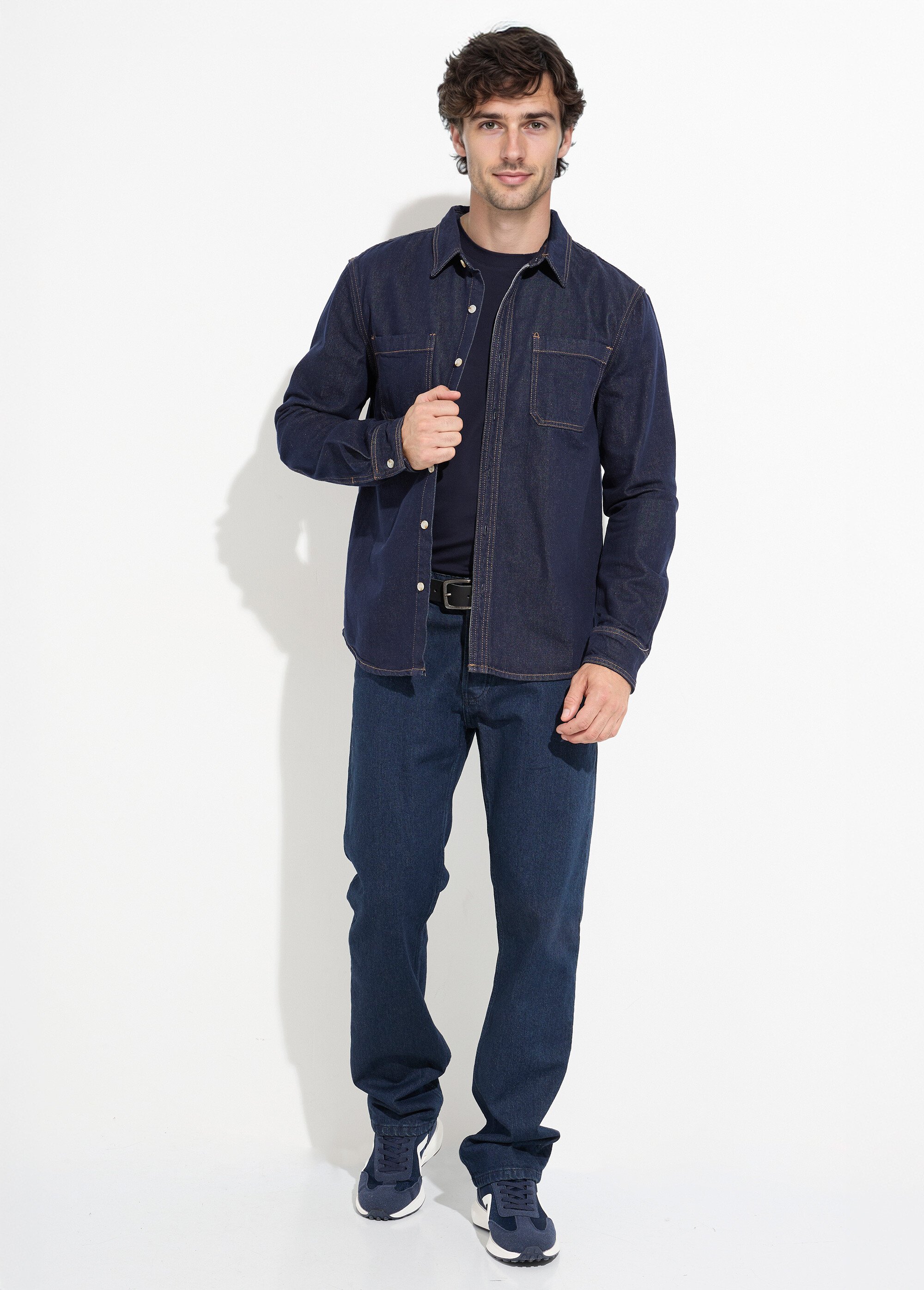 Chemise en jean brut et poches plaquées Homme Bleu LYSFE007 SF1