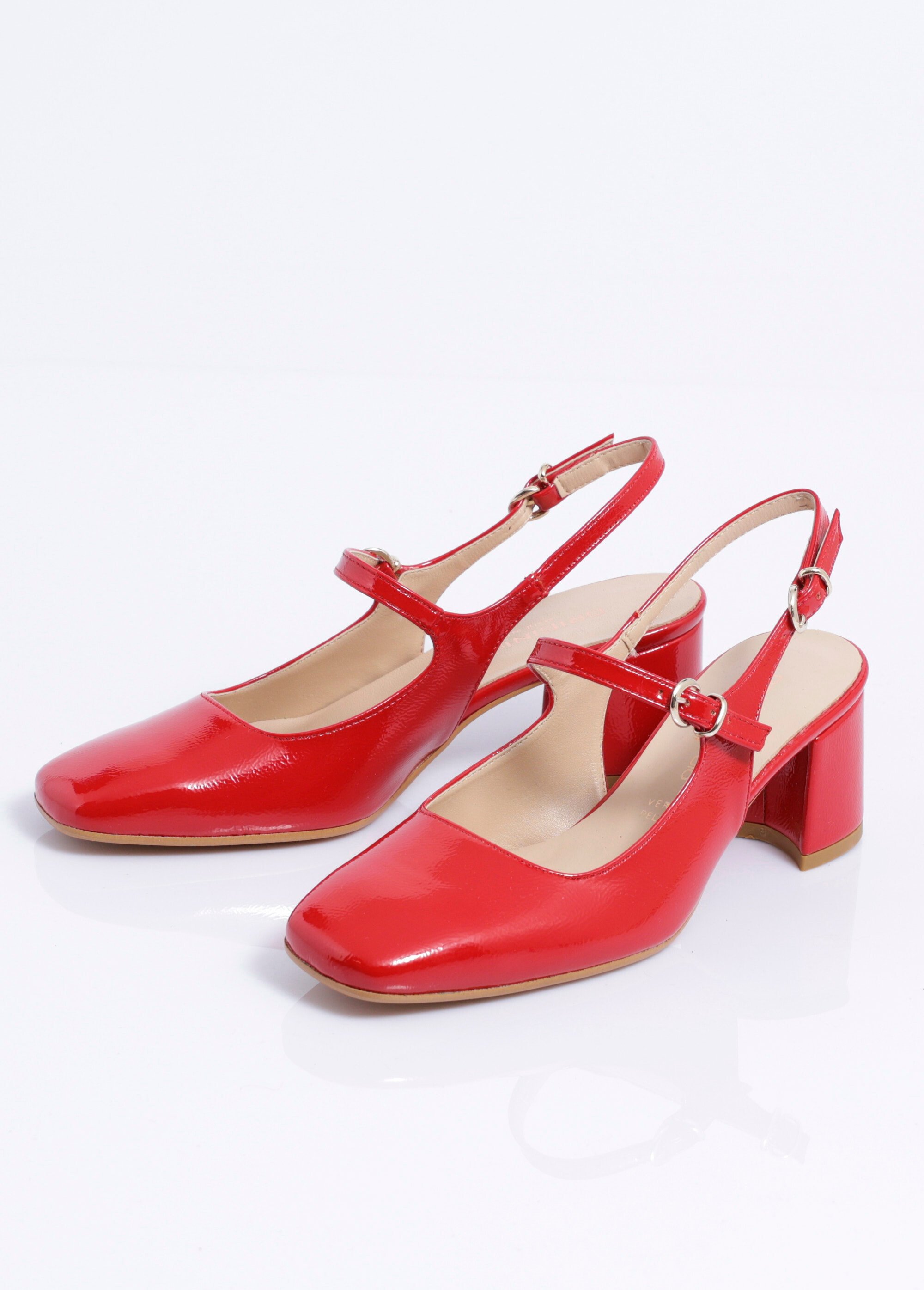 Escarpins babies vernis talon carré Femme Rouge ORSENNES DE1