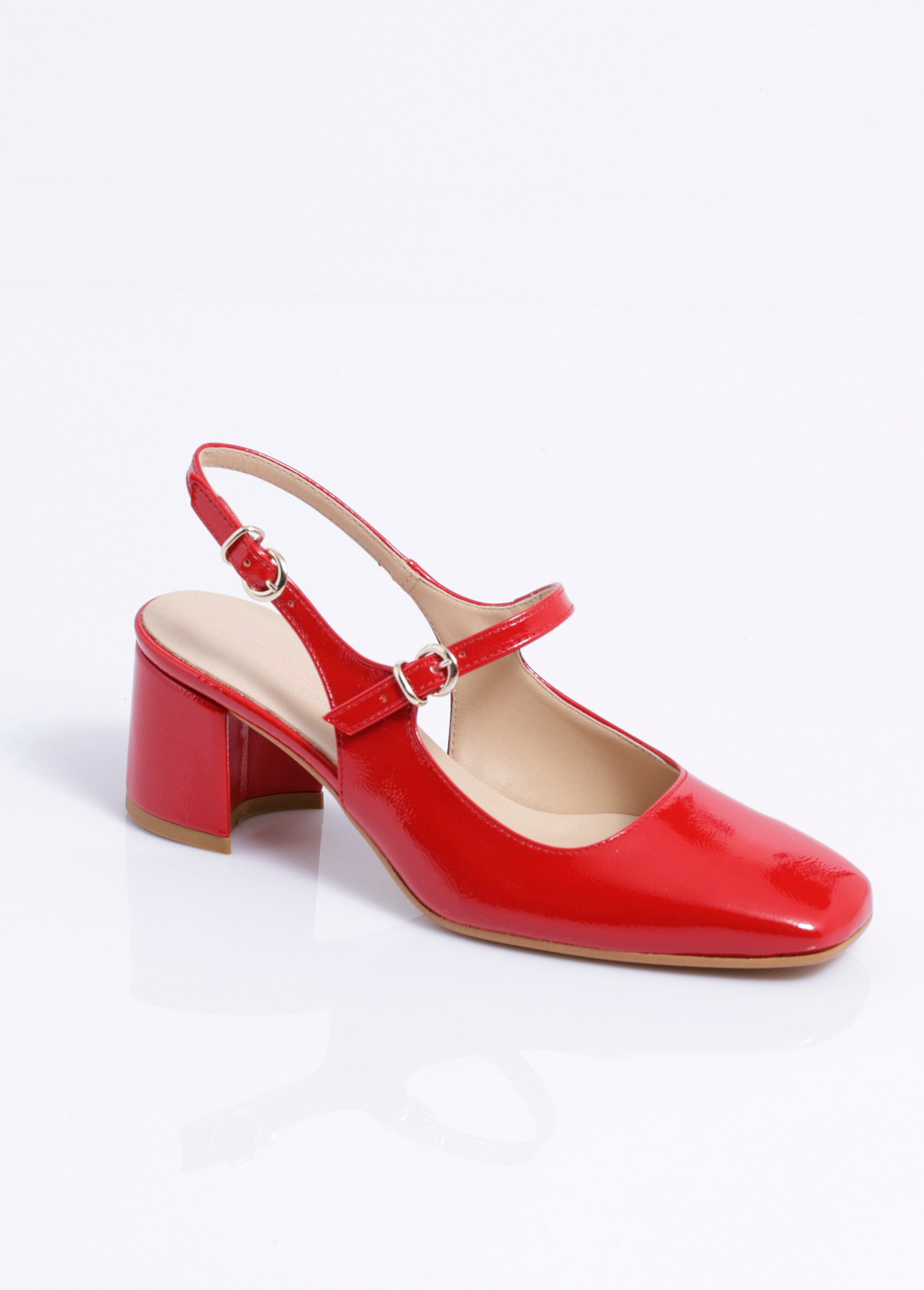 Escarpins babies vernis talon carré Femme Rouge ORSENNES FA1