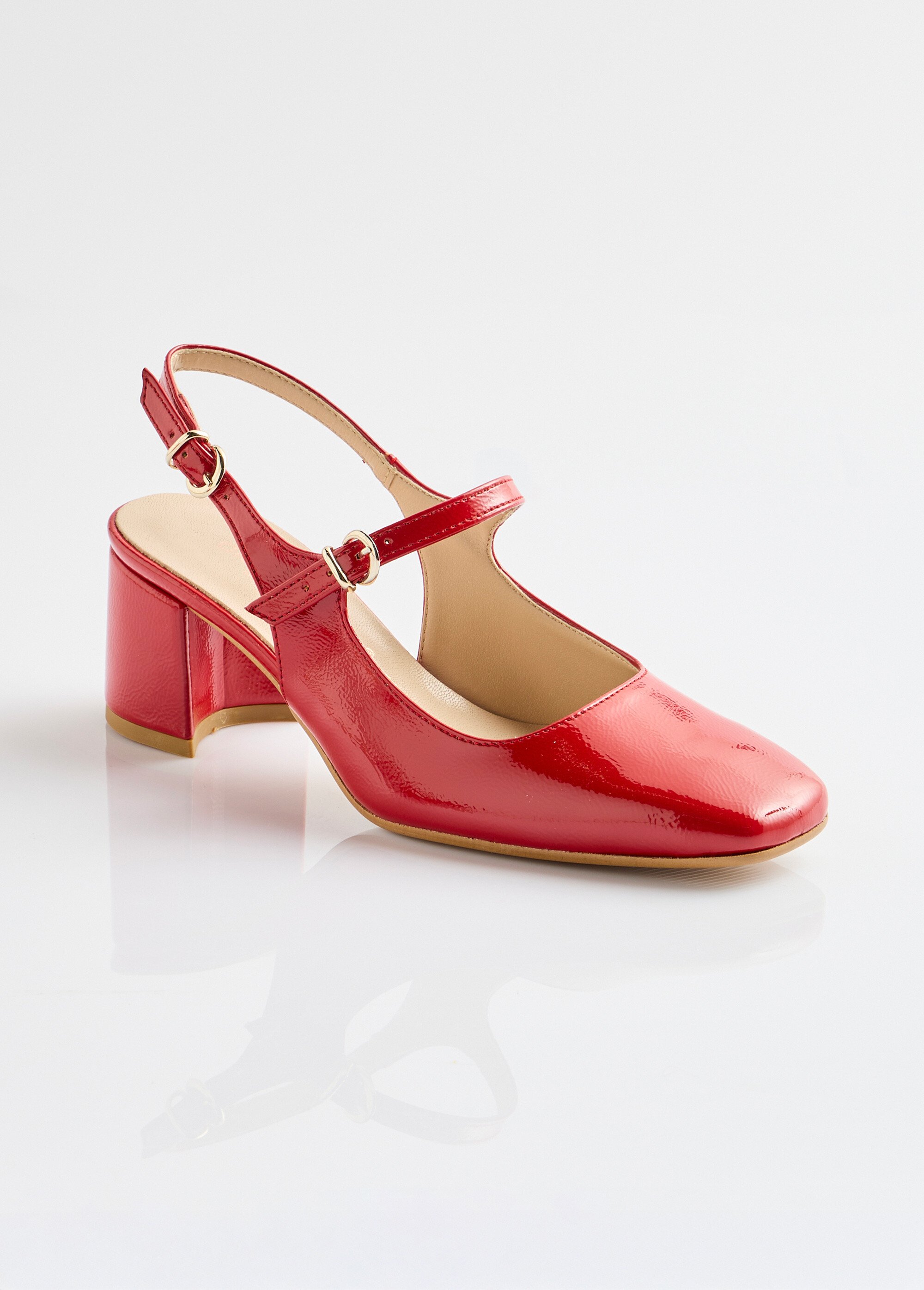 Escarpins babies vernis talon carré Femme Rouge ORSENNES FA1