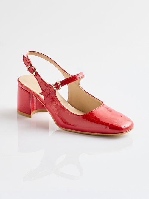 Escarpins babies vernis talon carré Femme Rouge ORSENNES FA1