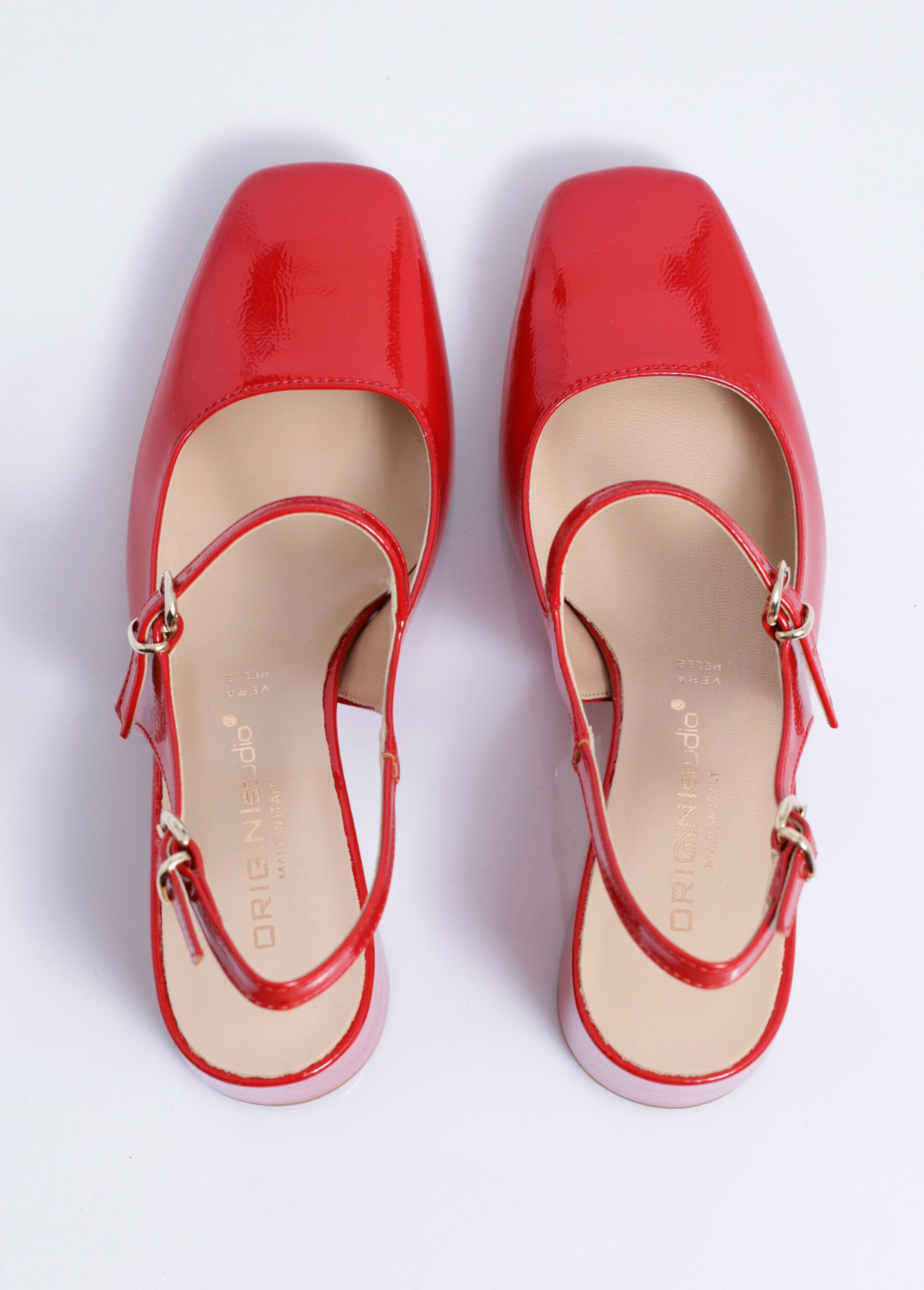 Escarpins babies vernis talon carré Femme Rouge ORSENNES OV1