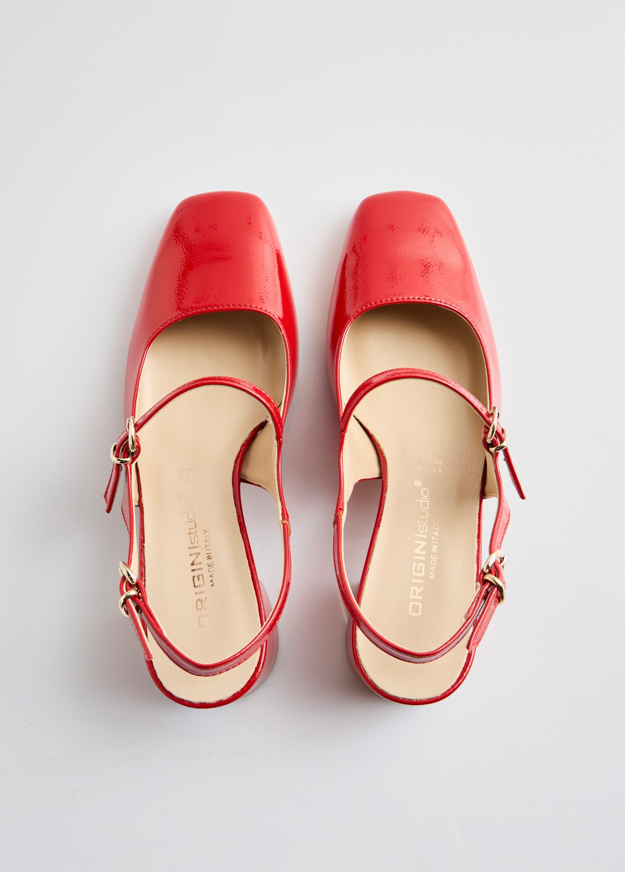 Escarpins babies vernis talon carré Femme Rouge ORSENNES OV1