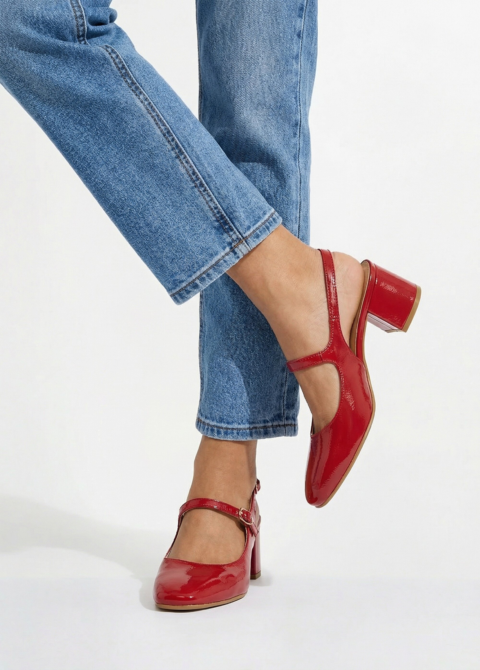 Escarpins babies vernis talon carré Femme Rouge ORSENNES SI1