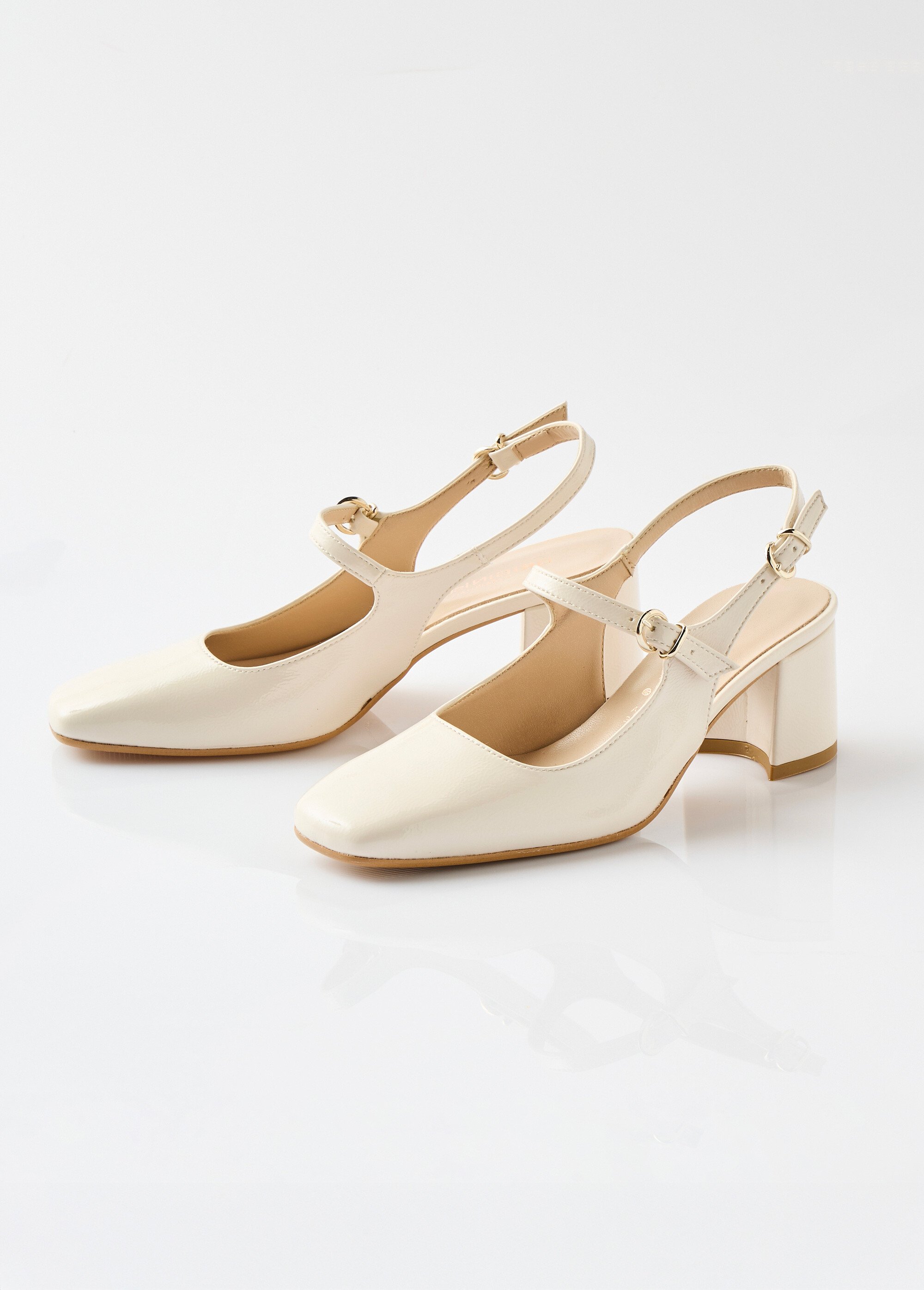 Escarpins babies vernis talon carré Femme Beige ORSENNES DE1