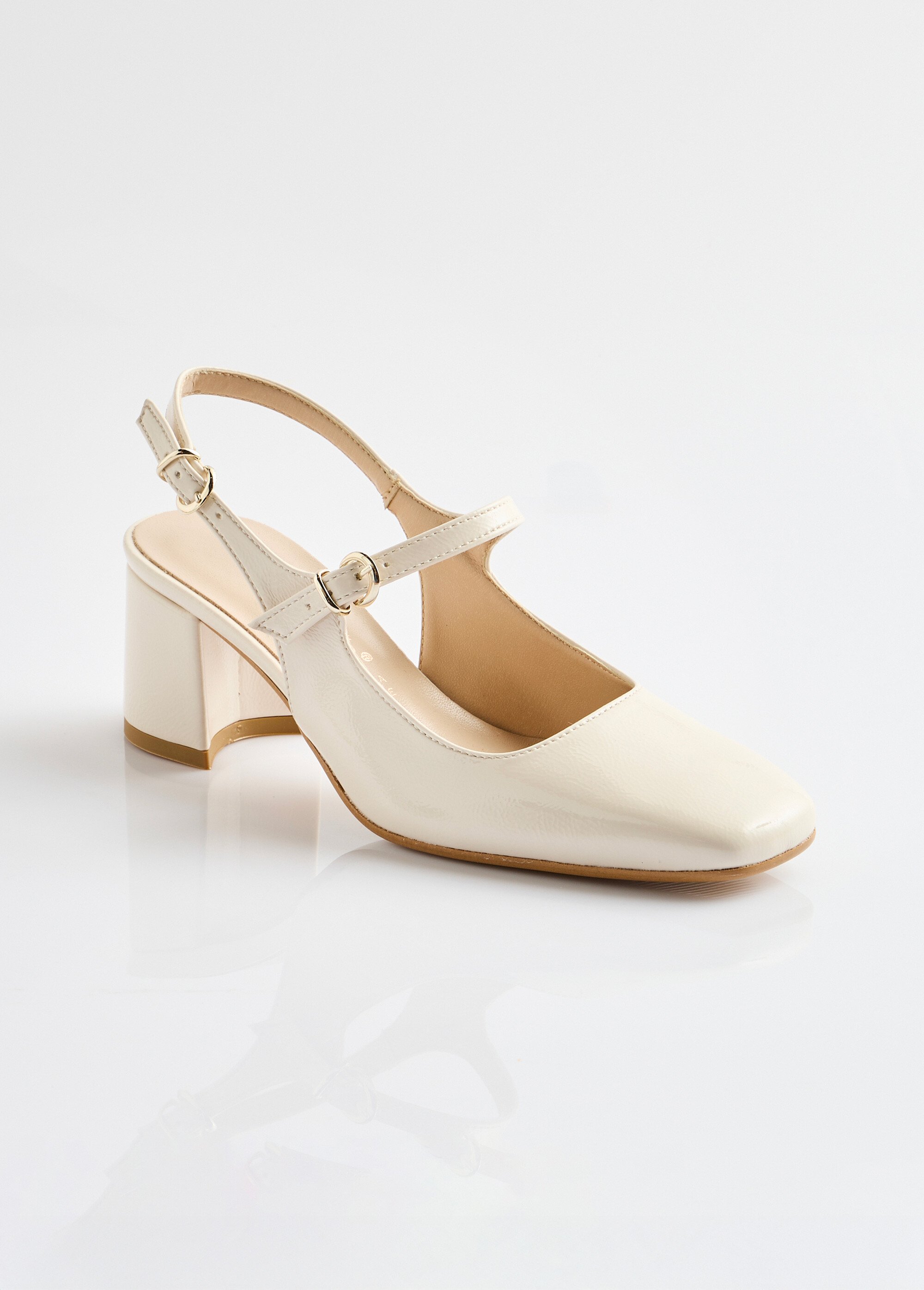 Escarpins babies vernis talon carré Femme Beige ORSENNES FA1