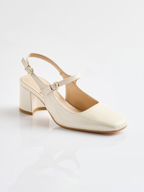 Escarpins babies vernis talon carré Femme Beige ORSENNES FA1